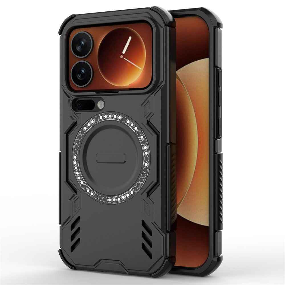 For Xiaomi 17 Pro Magnetic Case Butterfly Armor Hollow Heat Dissipation PC + TPU Phone Cover - Black
