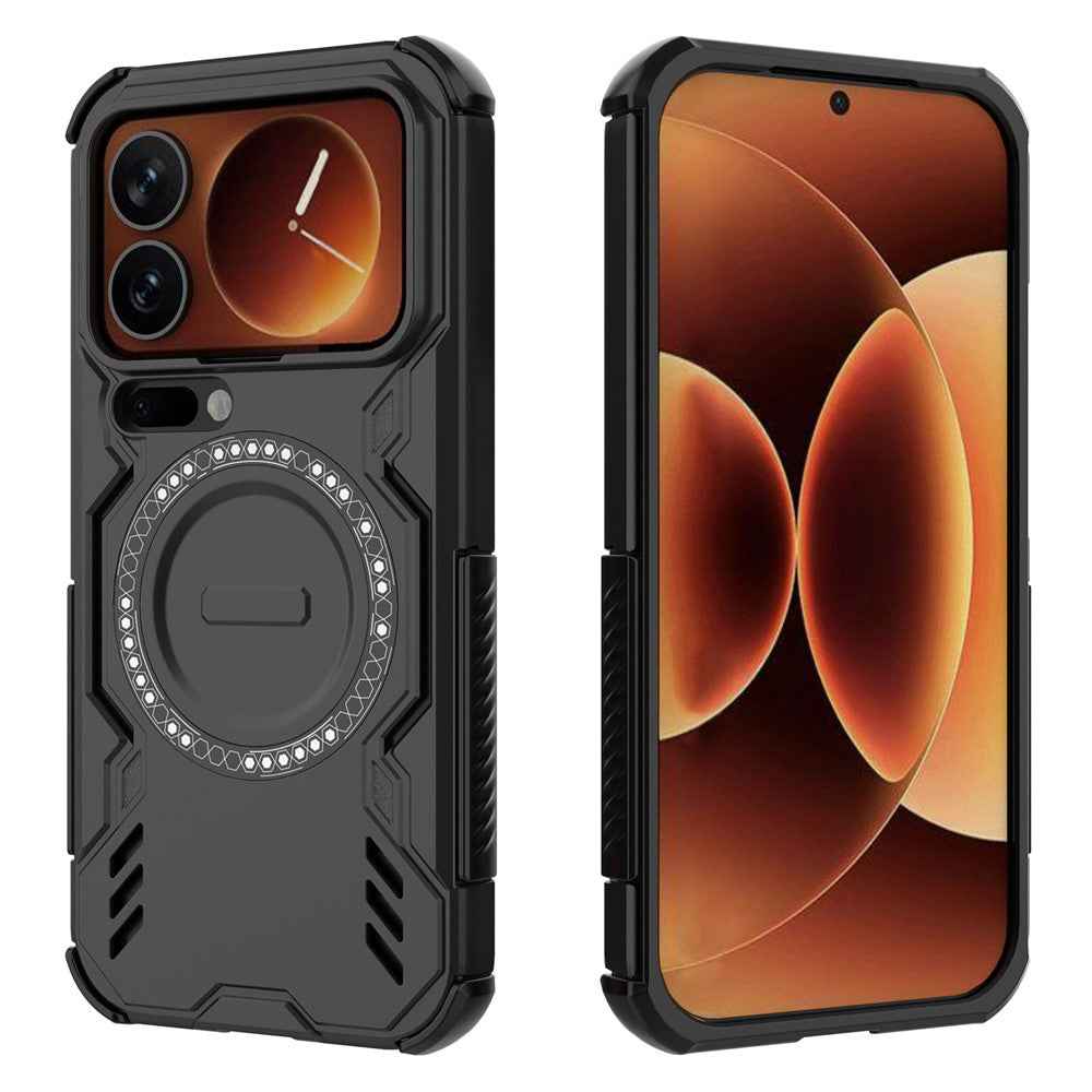 For Xiaomi 17 Pro Magnetic Case Butterfly Armor Hollow Heat Dissipation PC + TPU Phone Cover - Black
