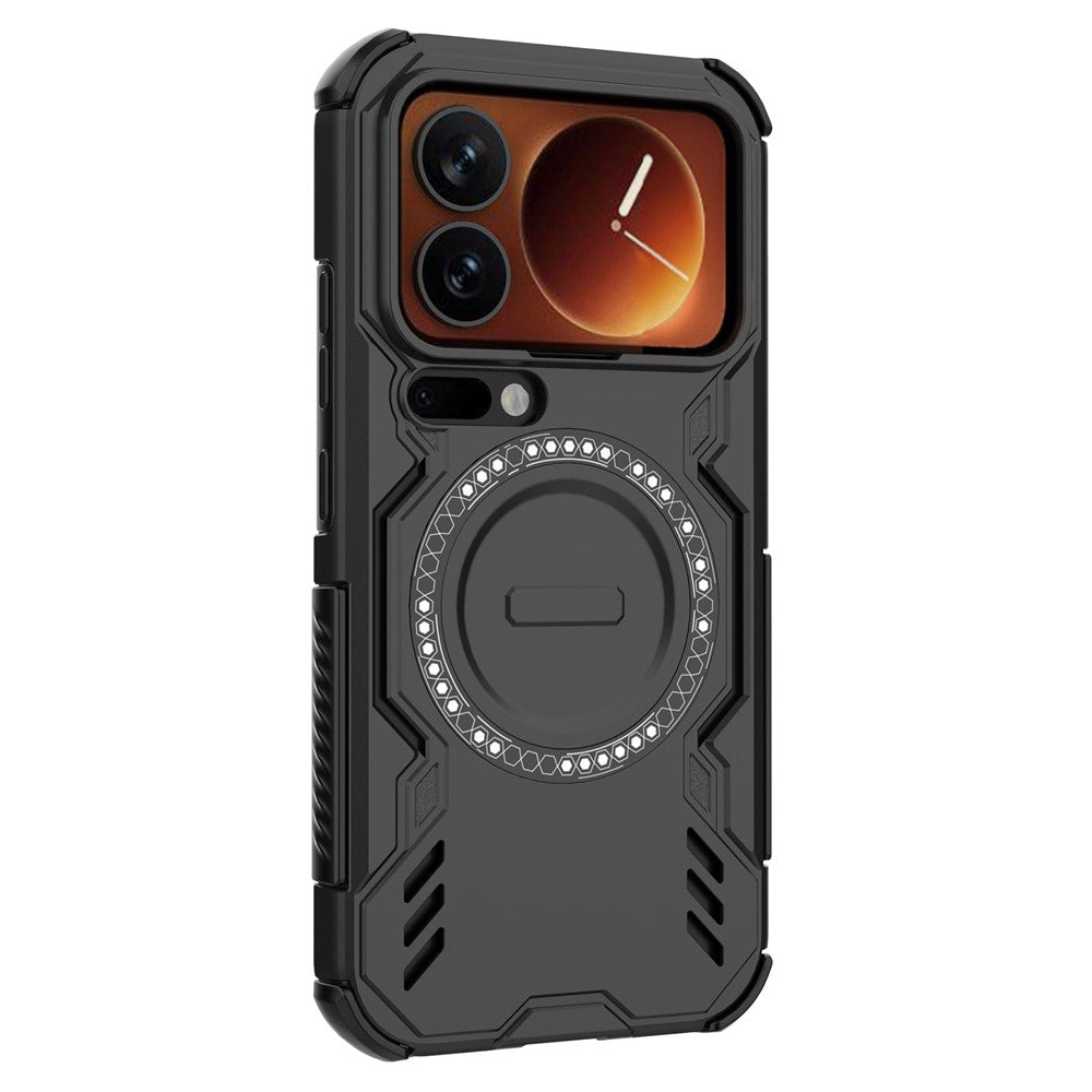For Xiaomi 17 Pro Magnetic Case Butterfly Armor Hollow Heat Dissipation PC + TPU Phone Cover - Black