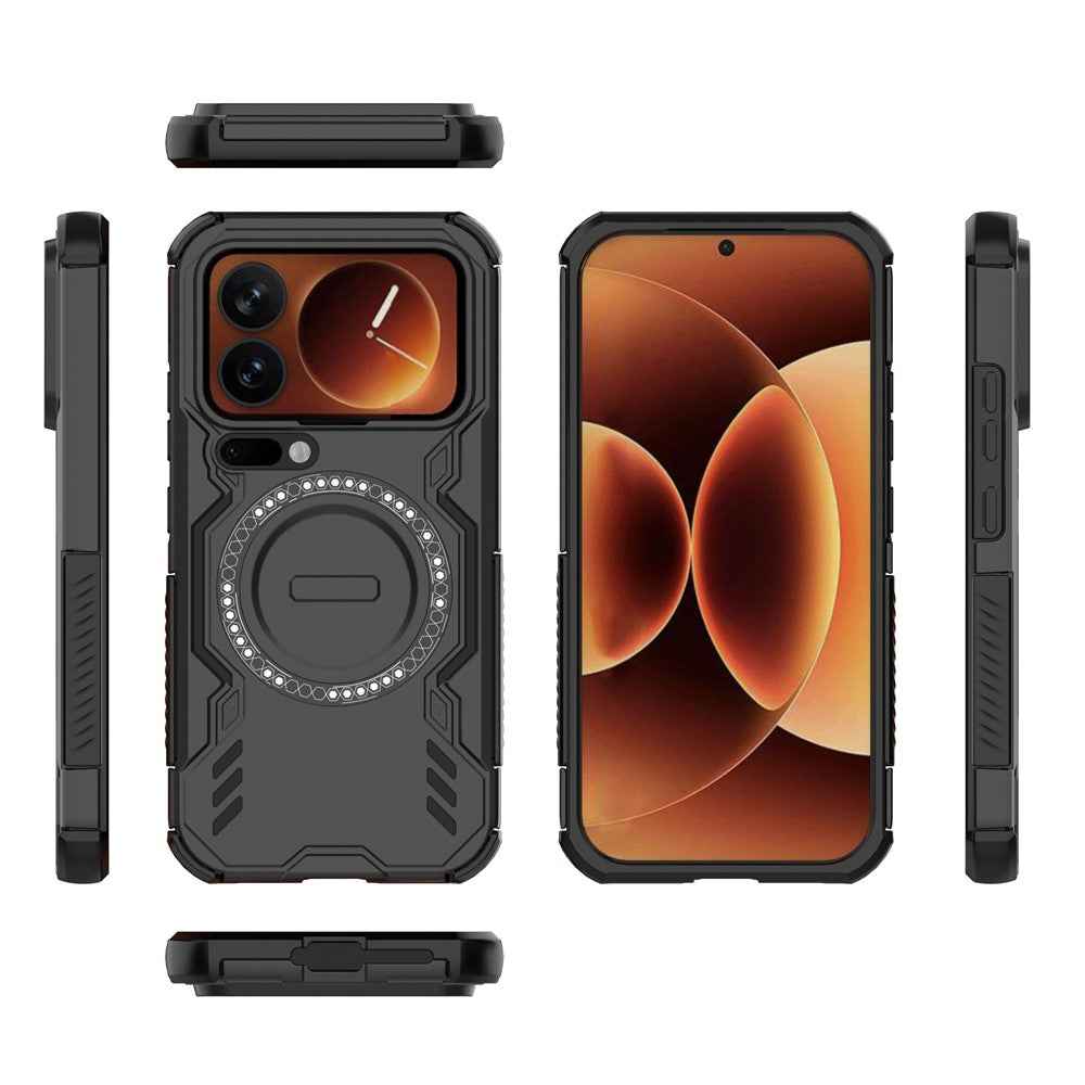 For Xiaomi 17 Pro Magnetic Case Butterfly Armor Hollow Heat Dissipation PC + TPU Phone Cover - Black