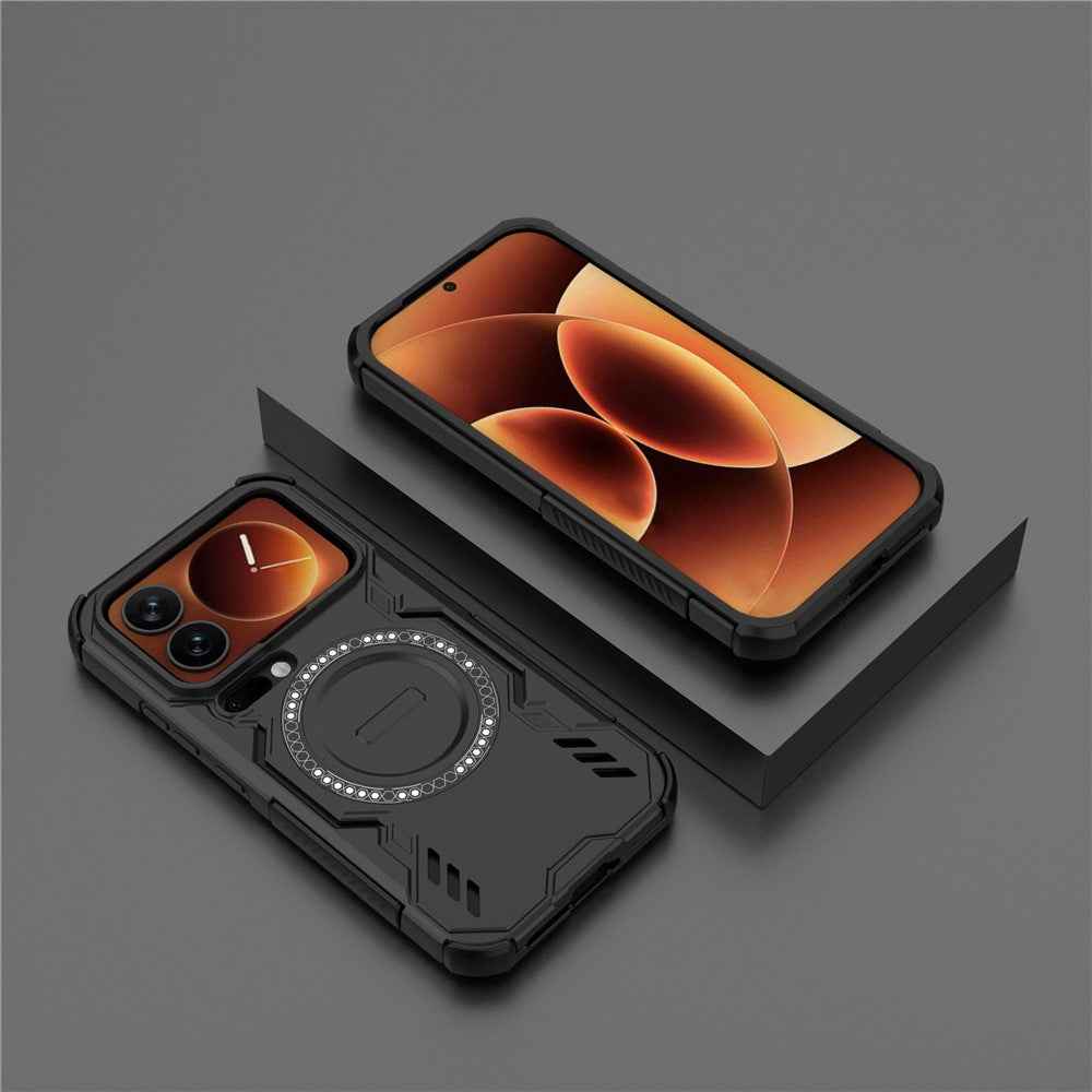 For Xiaomi 17 Pro Magnetic Case Butterfly Armor Hollow Heat Dissipation PC + TPU Phone Cover - Black