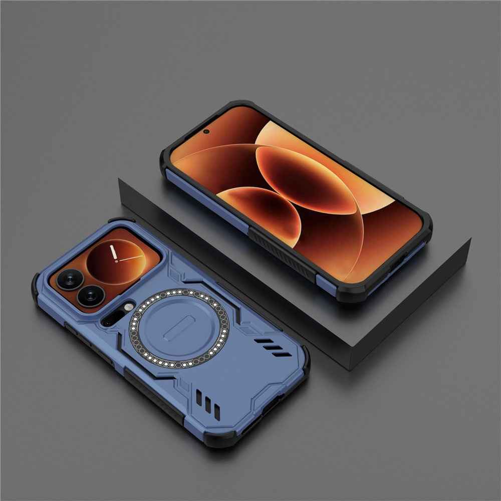 For Xiaomi 17 Pro Magnetic Case Butterfly Armor Hollow Heat Dissipation PC + TPU Phone Cover - Blue