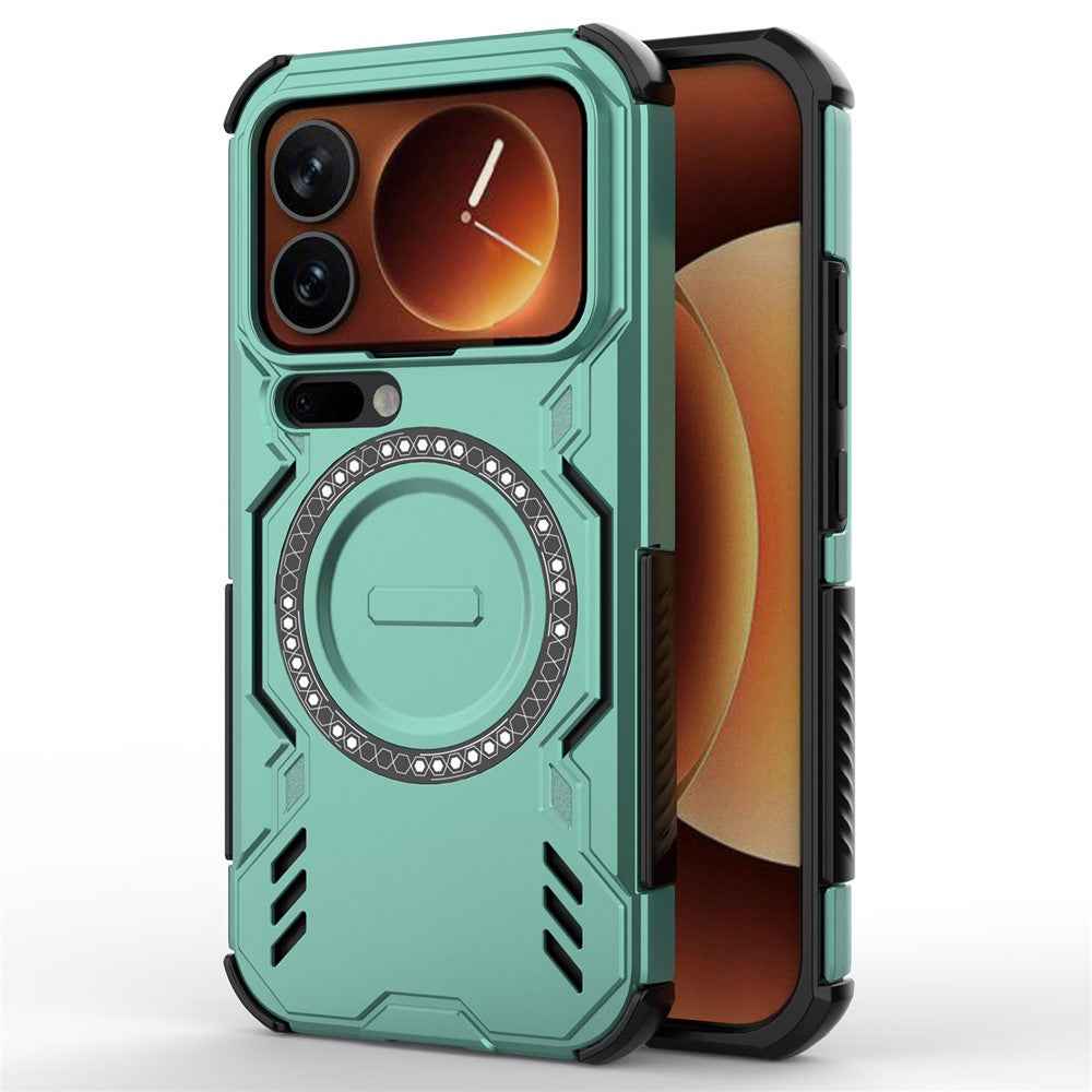 For Xiaomi 17 Pro Magnetic Case Butterfly Armor Hollow Heat Dissipation PC + TPU Phone Cover - Green