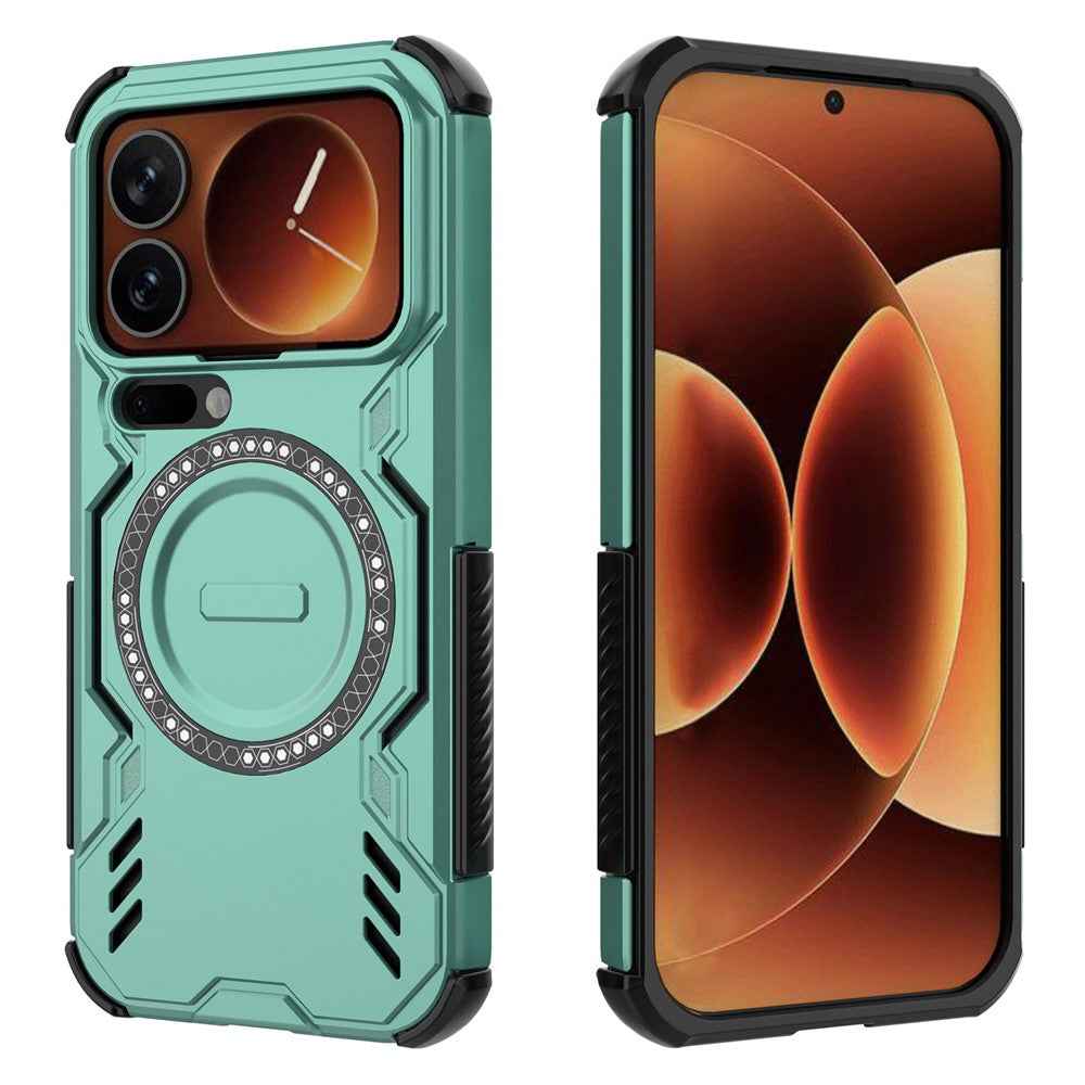 For Xiaomi 17 Pro Magnetic Case Butterfly Armor Hollow Heat Dissipation PC + TPU Phone Cover - Green