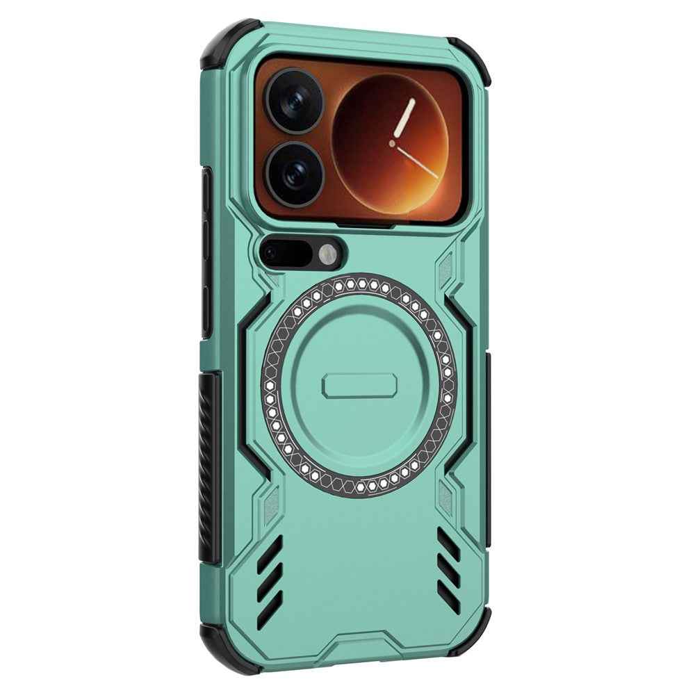 For Xiaomi 17 Pro Magnetic Case Butterfly Armor Hollow Heat Dissipation PC + TPU Phone Cover - Green