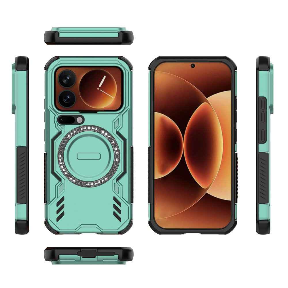 For Xiaomi 17 Pro Magnetic Case Butterfly Armor Hollow Heat Dissipation PC + TPU Phone Cover - Green