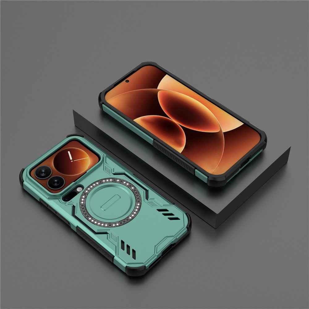 For Xiaomi 17 Pro Magnetic Case Butterfly Armor Hollow Heat Dissipation PC + TPU Phone Cover - Green