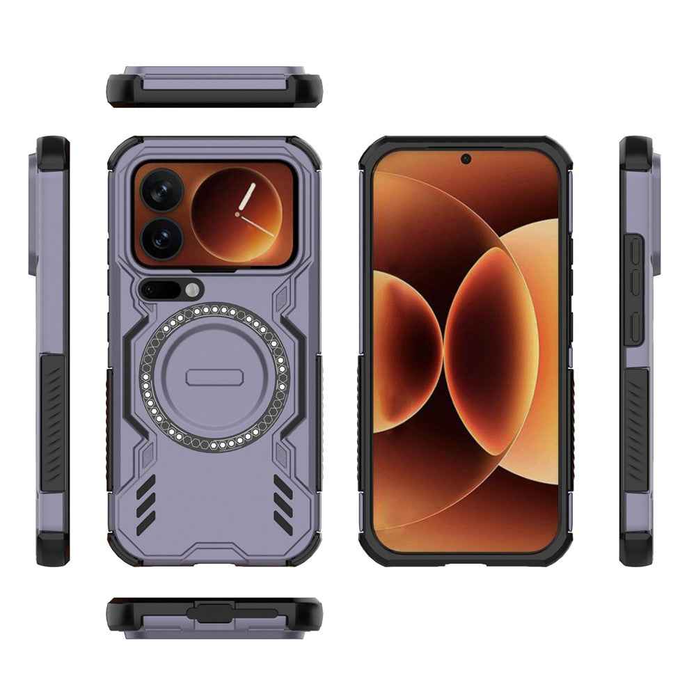 For Xiaomi 17 Pro Magnetic Case Butterfly Armor Hollow Heat Dissipation PC + TPU Phone Cover - Purple