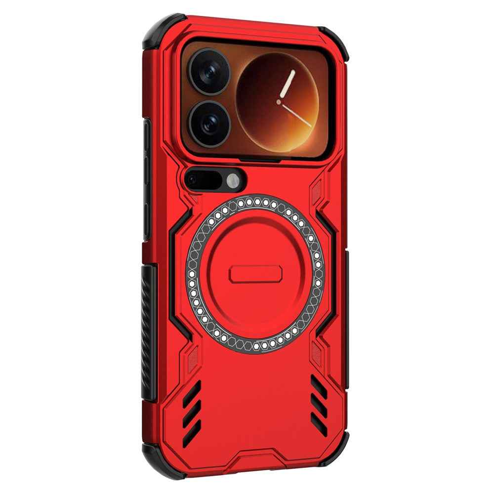 For Xiaomi 17 Pro Magnetic Case Butterfly Armor Hollow Heat Dissipation PC + TPU Phone Cover - Red