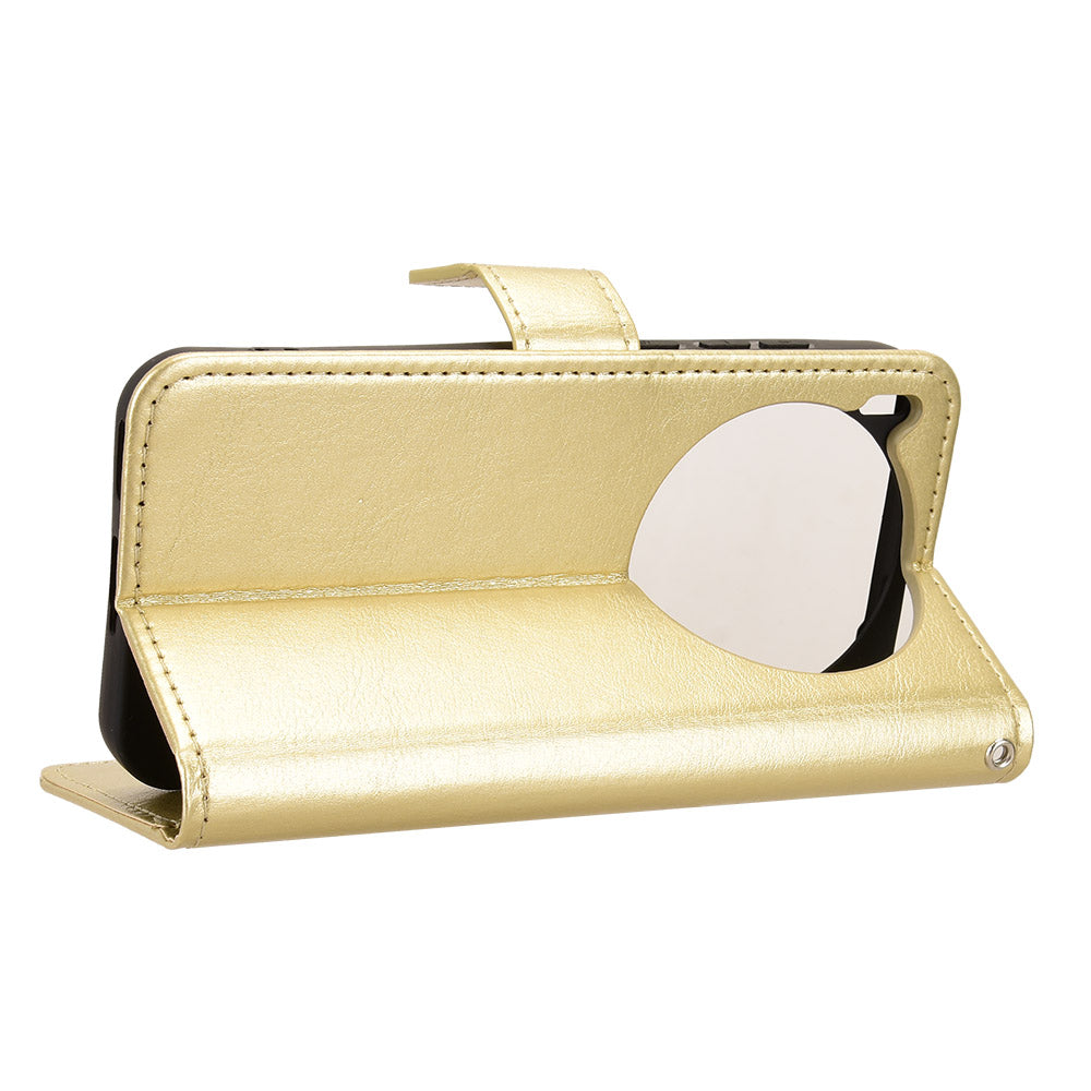 For vivo X300 5G PU Leather Case with Strap Crazy Horse Texture Phone Wallet Cover - Gold