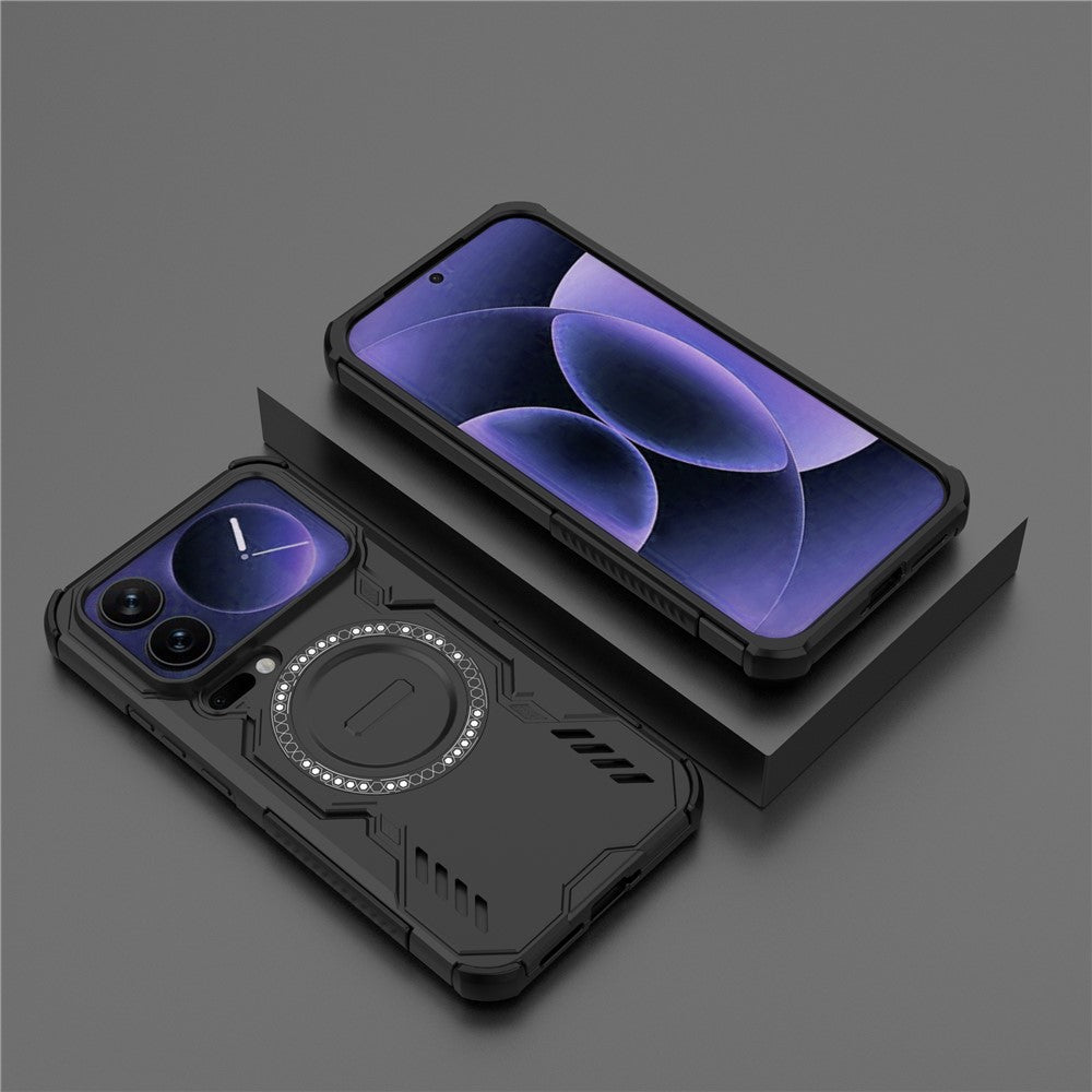 For Xiaomi 17 Pro Max Magnetic Case Butterfly Armor Hollow Heat Dissipation PC + TPU Phone Cover - Black