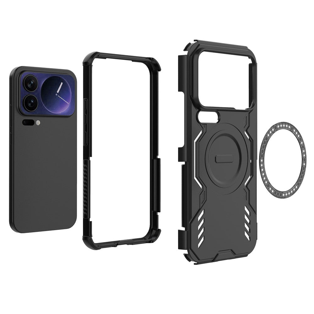 For Xiaomi 17 Pro Max Magnetic Case Butterfly Armor Hollow Heat Dissipation PC + TPU Phone Cover - Green
