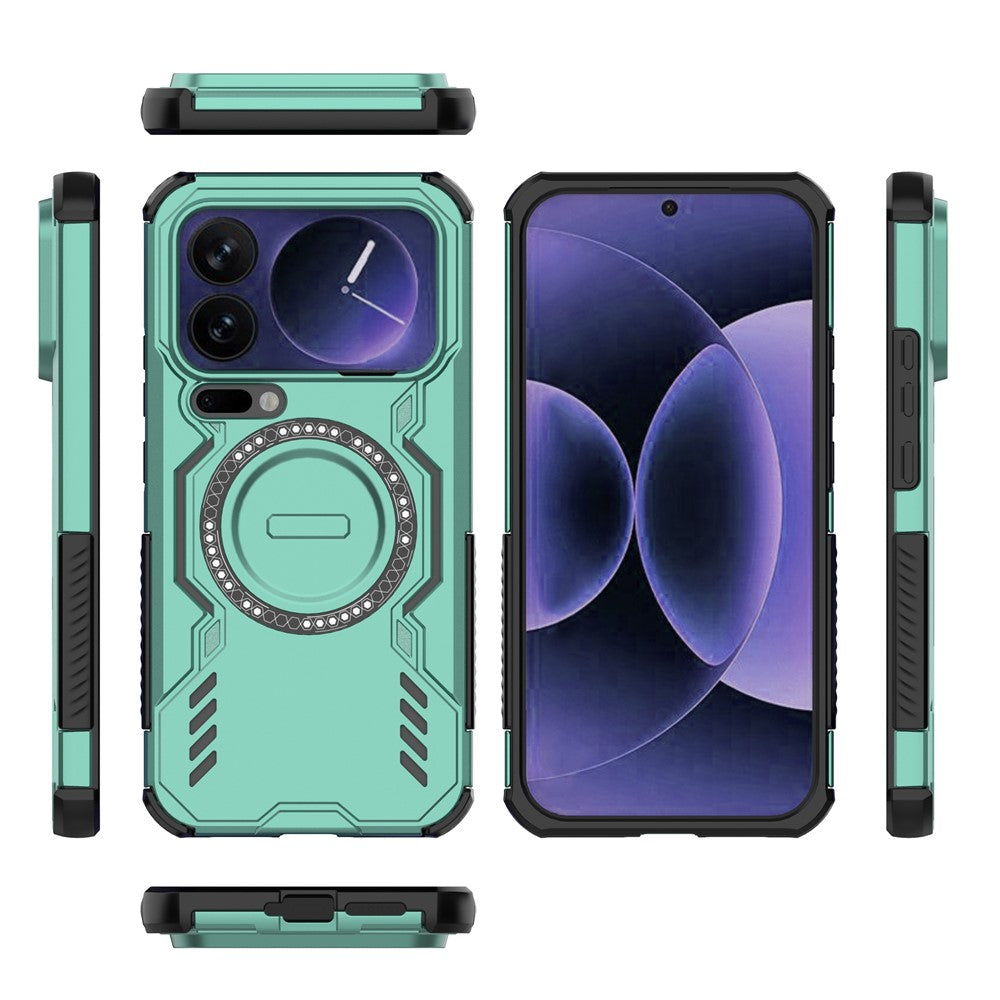 For Xiaomi 17 Pro Max Magnetic Case Butterfly Armor Hollow Heat Dissipation PC + TPU Phone Cover - Green