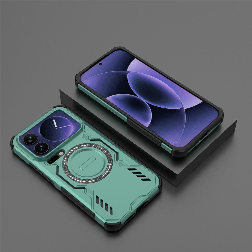 For Xiaomi 17 Pro Max Magnetic Case Butterfly Armor Hollow Heat Dissipation PC + TPU Phone Cover - Green