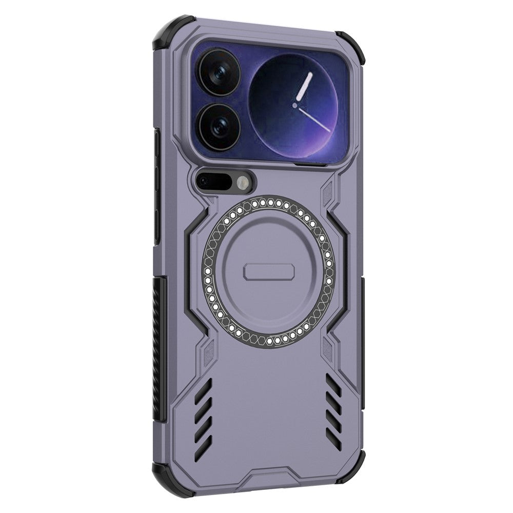 For Xiaomi 17 Pro Max Magnetic Case Butterfly Armor Hollow Heat Dissipation PC + TPU Phone Cover - Purple