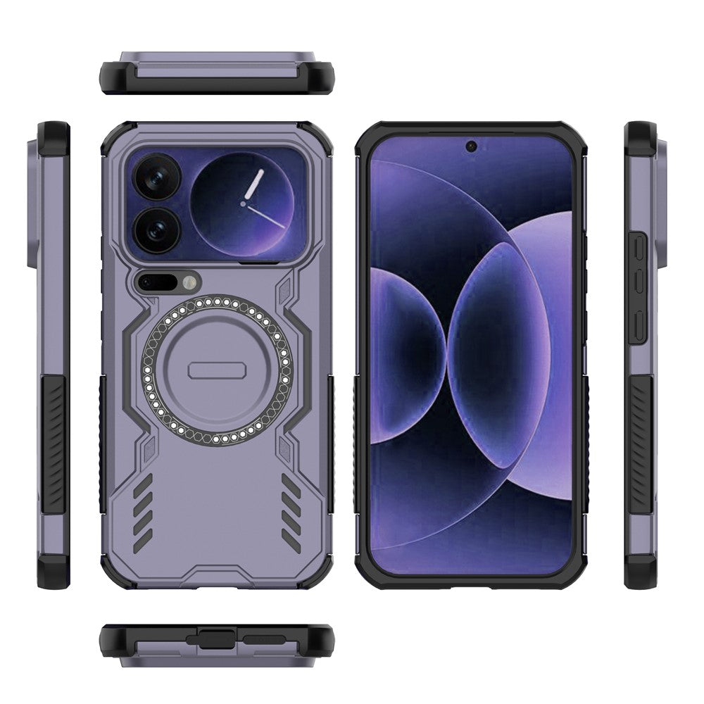 For Xiaomi 17 Pro Max Magnetic Case Butterfly Armor Hollow Heat Dissipation PC + TPU Phone Cover - Purple