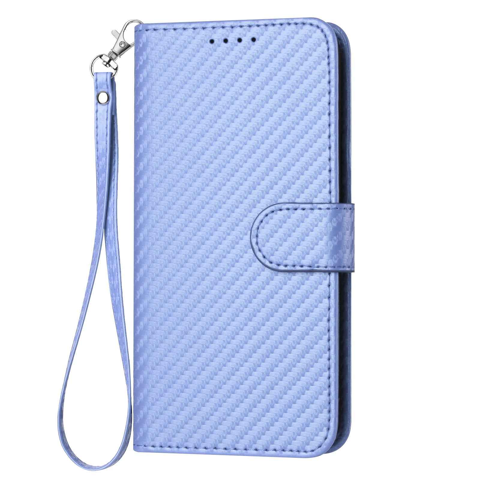 For Xiaomi 17 Pro Wallet Case with Strap Carbon Fiber Texture Leather Mobile Cover - Purple