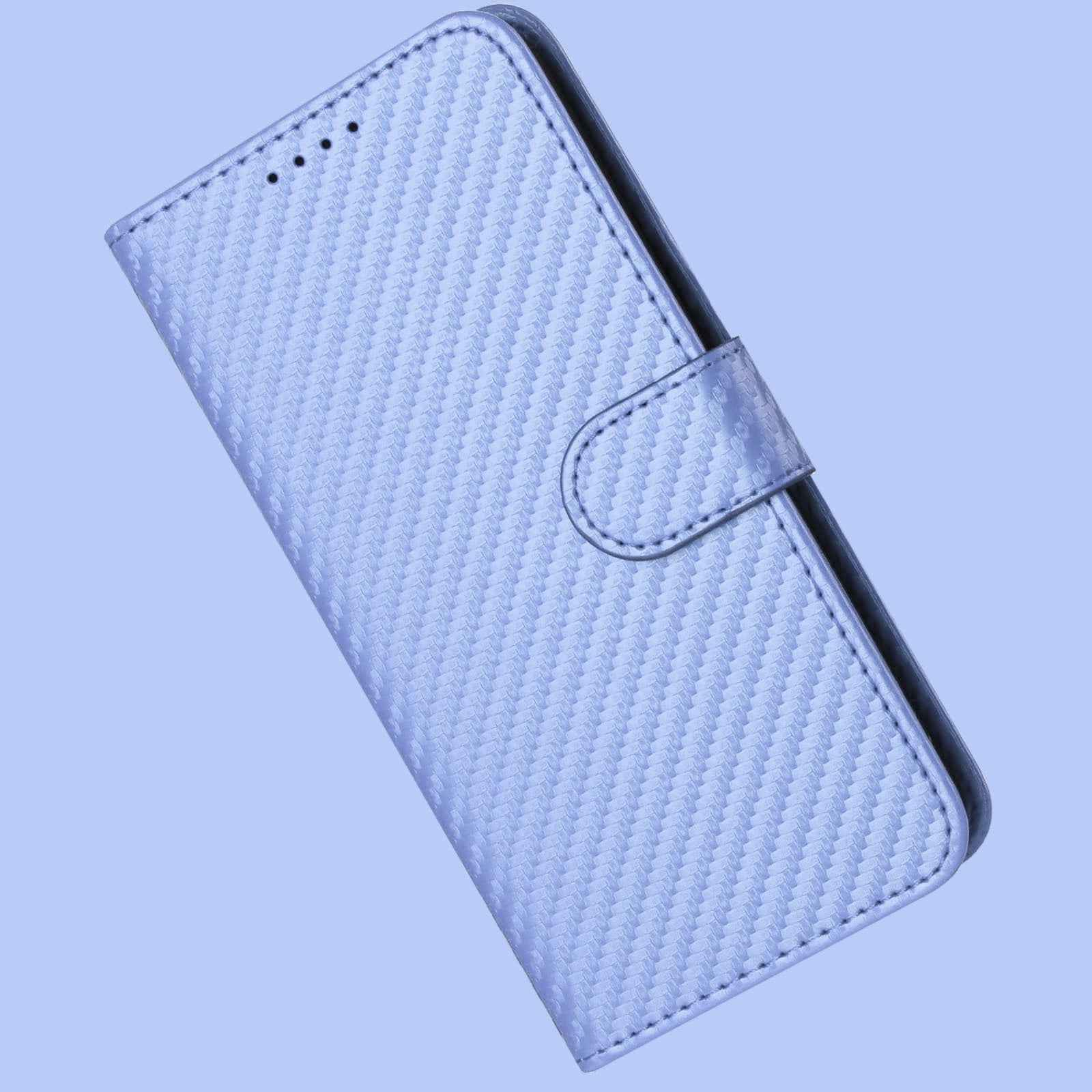 For Xiaomi 17 Pro Wallet Case with Strap Carbon Fiber Texture Leather Mobile Cover - Purple