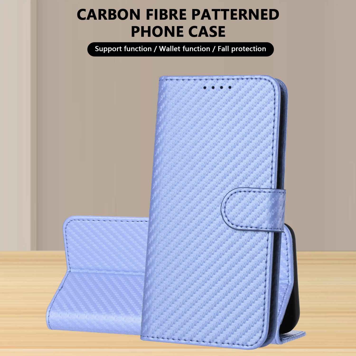 For Xiaomi 17 Pro Wallet Case with Strap Carbon Fiber Texture Leather Mobile Cover - Purple