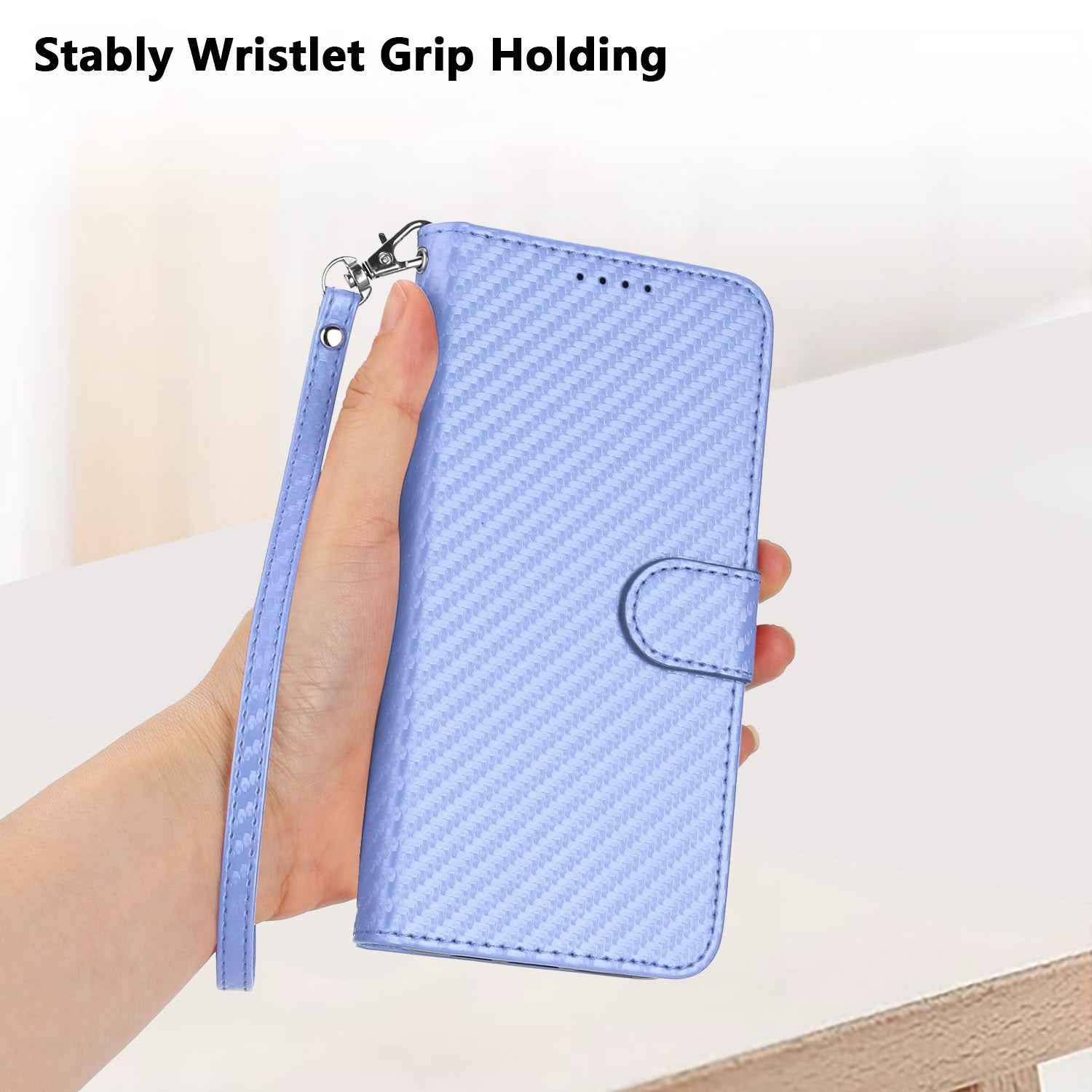 For Xiaomi 17 Pro Wallet Case with Strap Carbon Fiber Texture Leather Mobile Cover - Purple