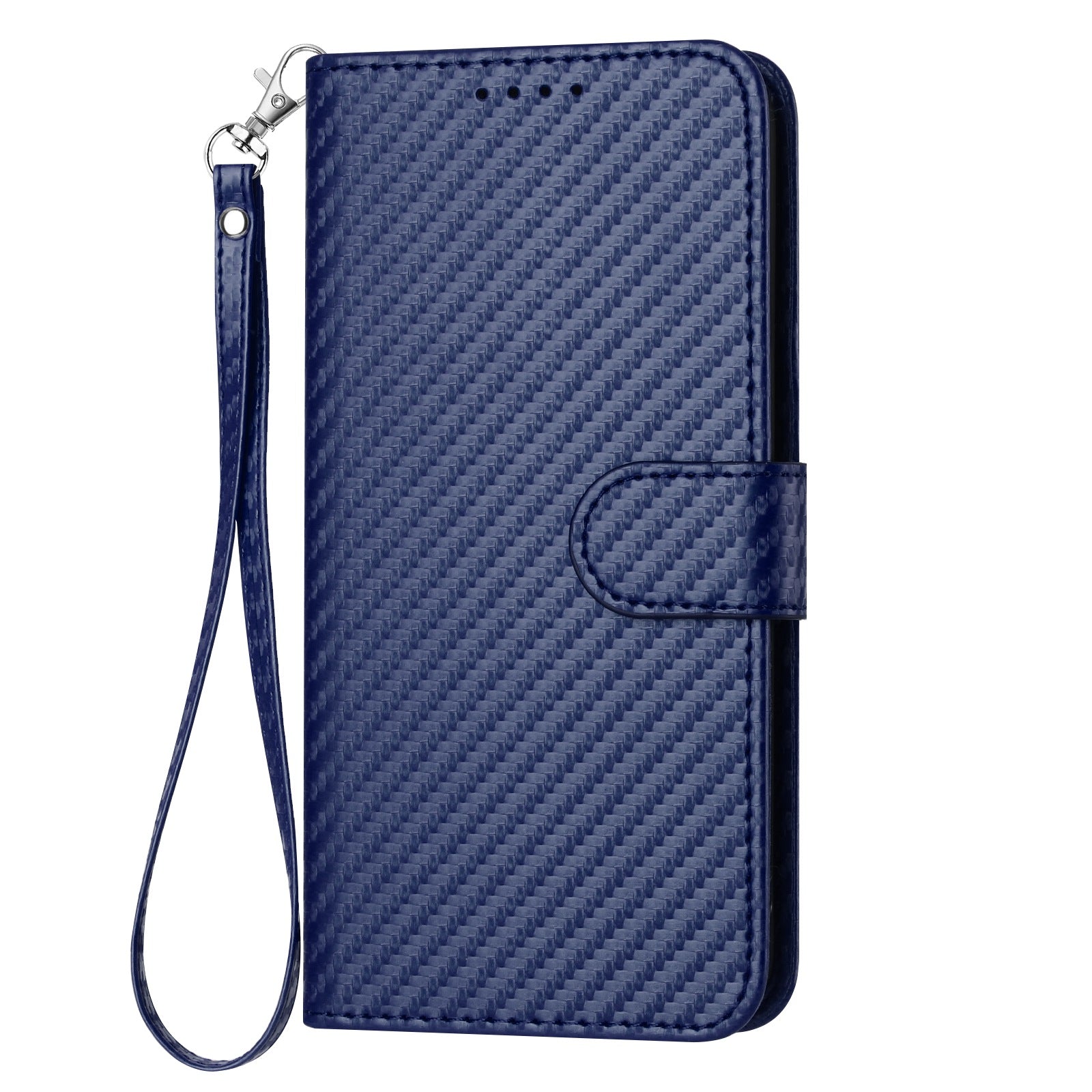 For Xiaomi 17 Pro Max Wallet Case with Strap Carbon Fiber Texture Leather Mobile Cover - Royal Blue