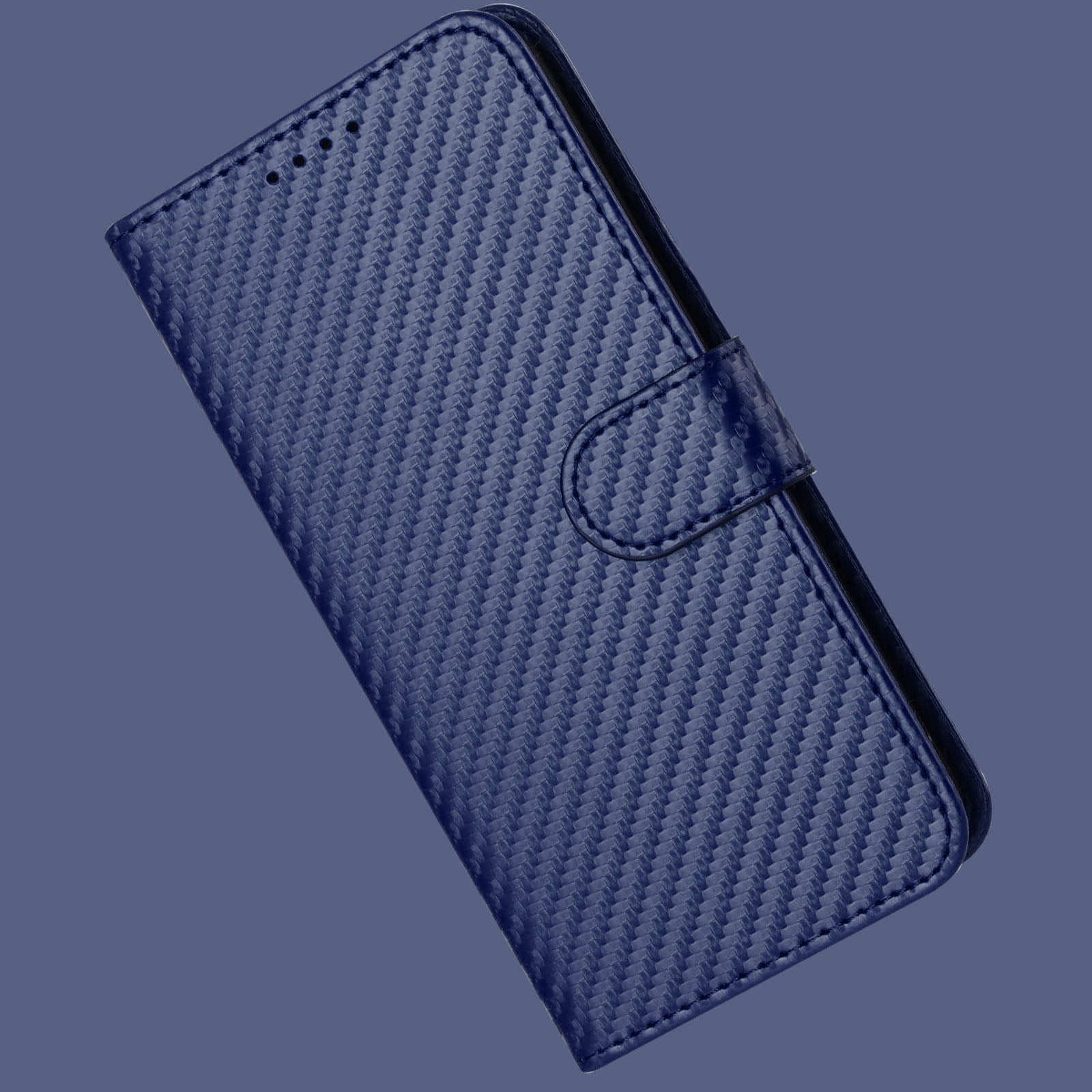 For Xiaomi 17 Pro Max Wallet Case with Strap Carbon Fiber Texture Leather Mobile Cover - Royal Blue