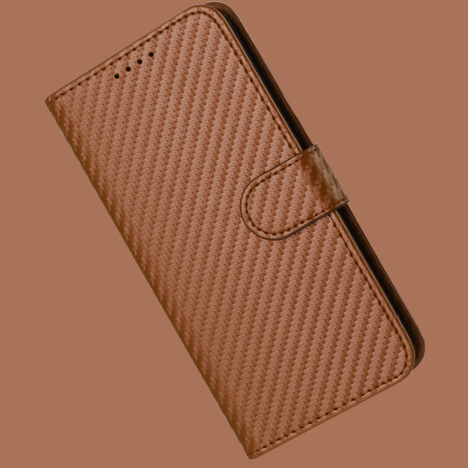 For Xiaomi 17 Pro Max Wallet Case with Strap Carbon Fiber Texture Leather Mobile Cover - Coffee