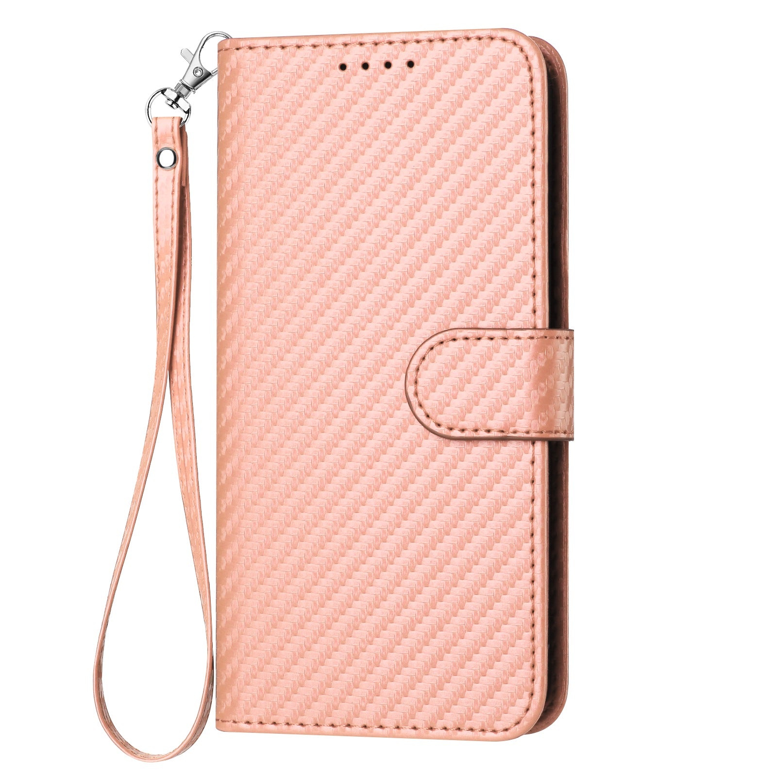 For Xiaomi 17 Pro Max Wallet Case with Strap Carbon Fiber Texture Leather Mobile Cover - Pink