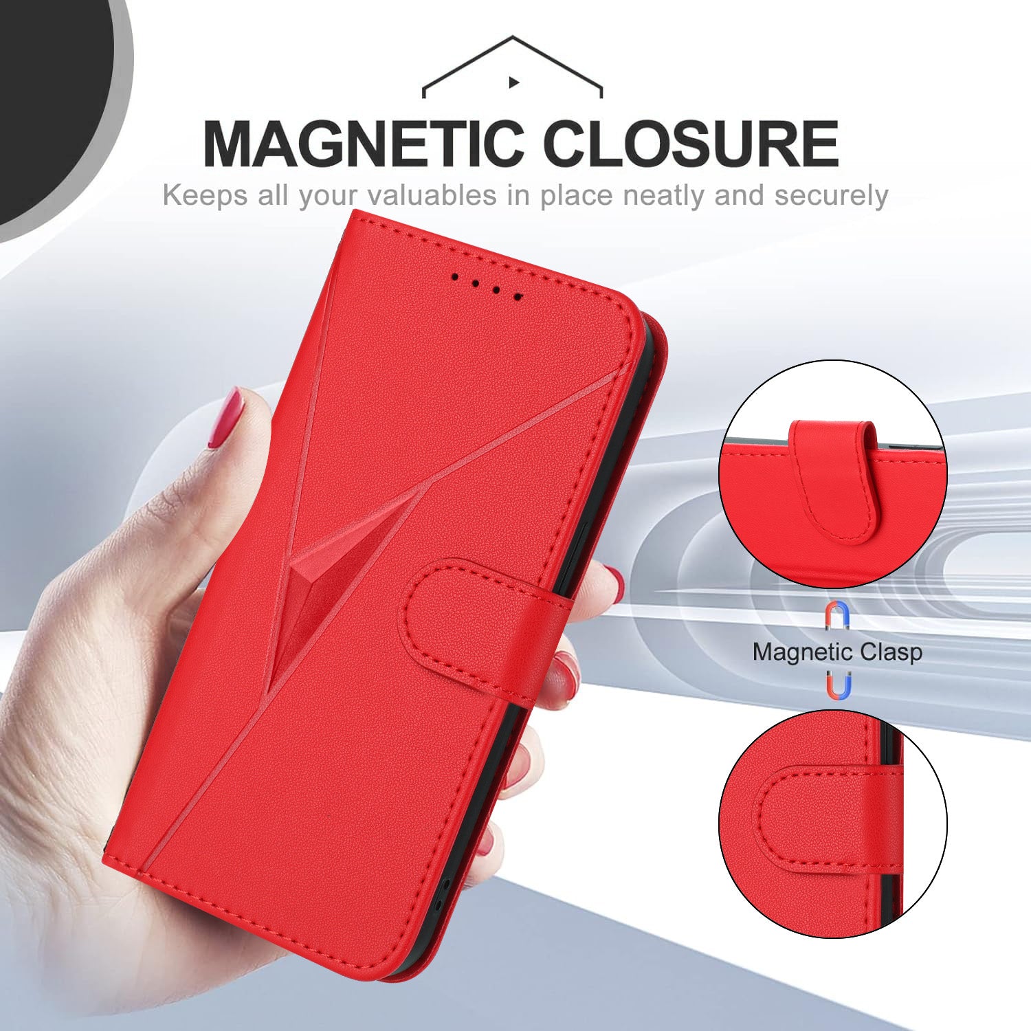 For Xiaomi 17 Pro Max Case Triangle Imprint Leather Phone Cover with Lanyard - Red