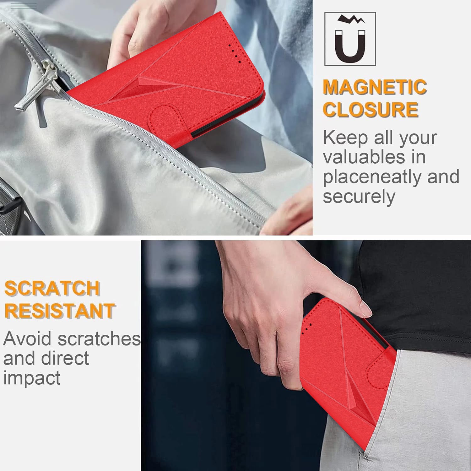 For Xiaomi 17 Pro Max Case Triangle Imprint Leather Phone Cover with Lanyard - Red