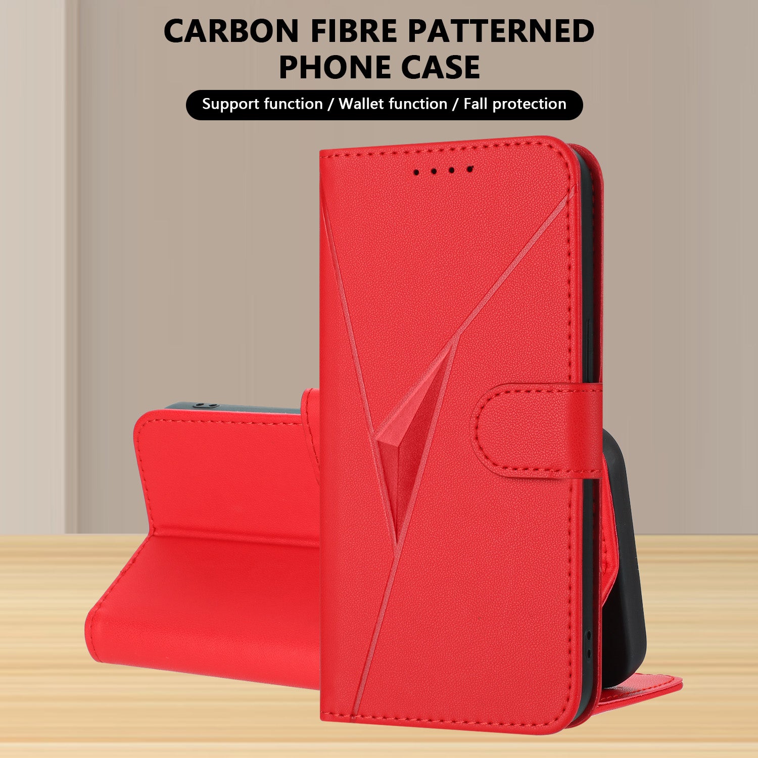 For Xiaomi 17 Pro Max Case Triangle Imprint Leather Phone Cover with Lanyard - Red