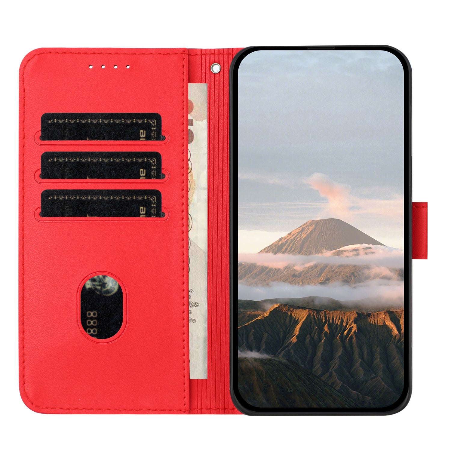 For Xiaomi 17 Pro Max Case Triangle Imprint Leather Phone Cover with Lanyard - Red
