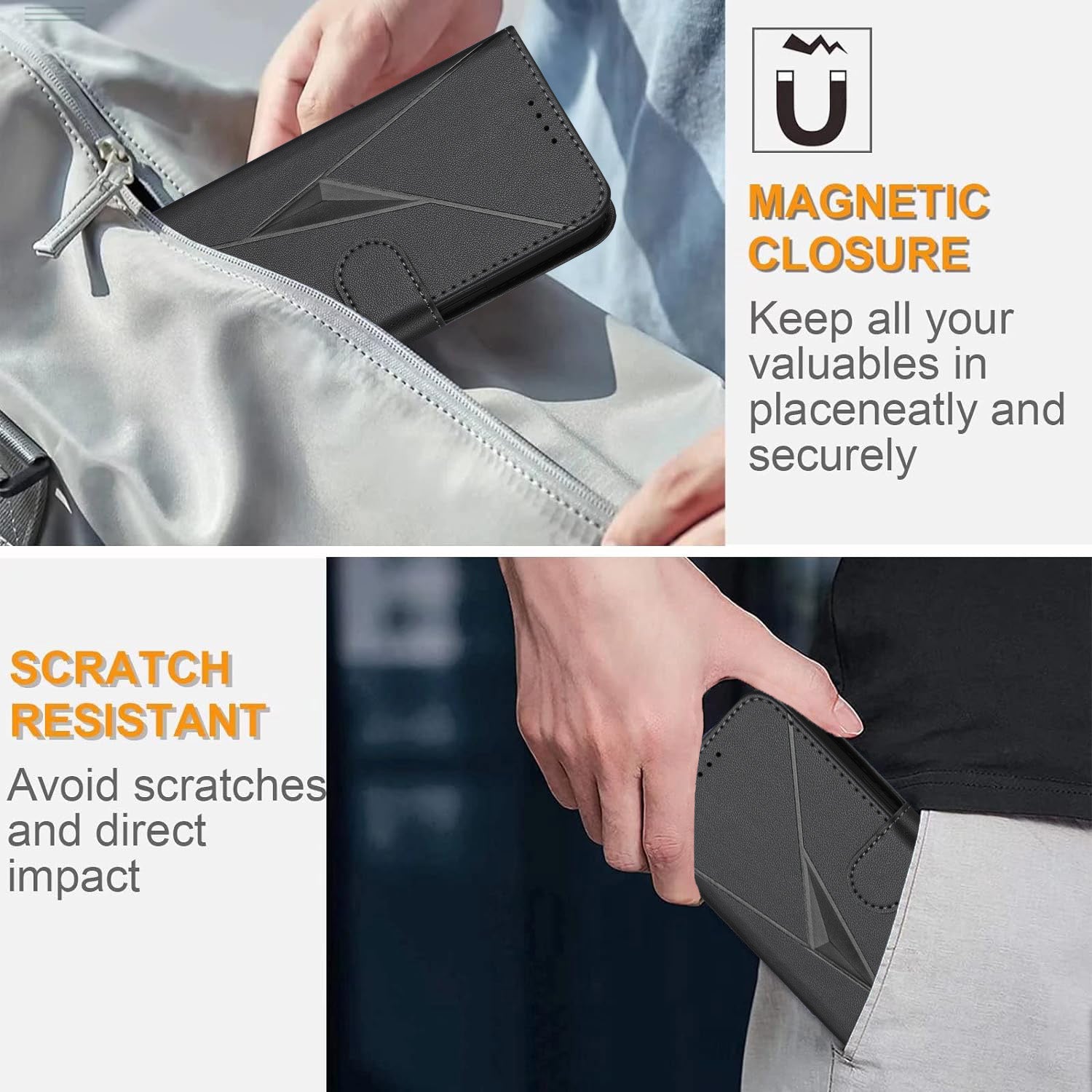 For Xiaomi 17 Pro Max Case Triangle Imprint Leather Phone Cover with Lanyard - Black