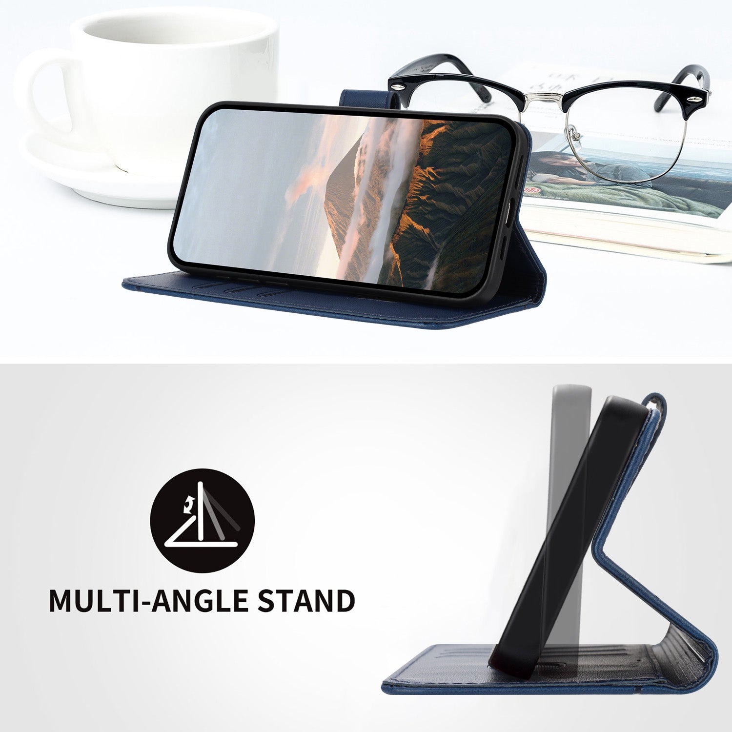 For Xiaomi 17 Pro Max Case Triangle Imprint Leather Phone Cover with Lanyard - Royal Blue