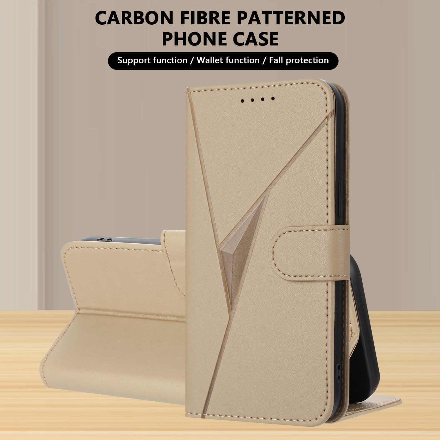 For Xiaomi 17 Pro Max Case Triangle Imprint Leather Phone Cover with Lanyard - Golden