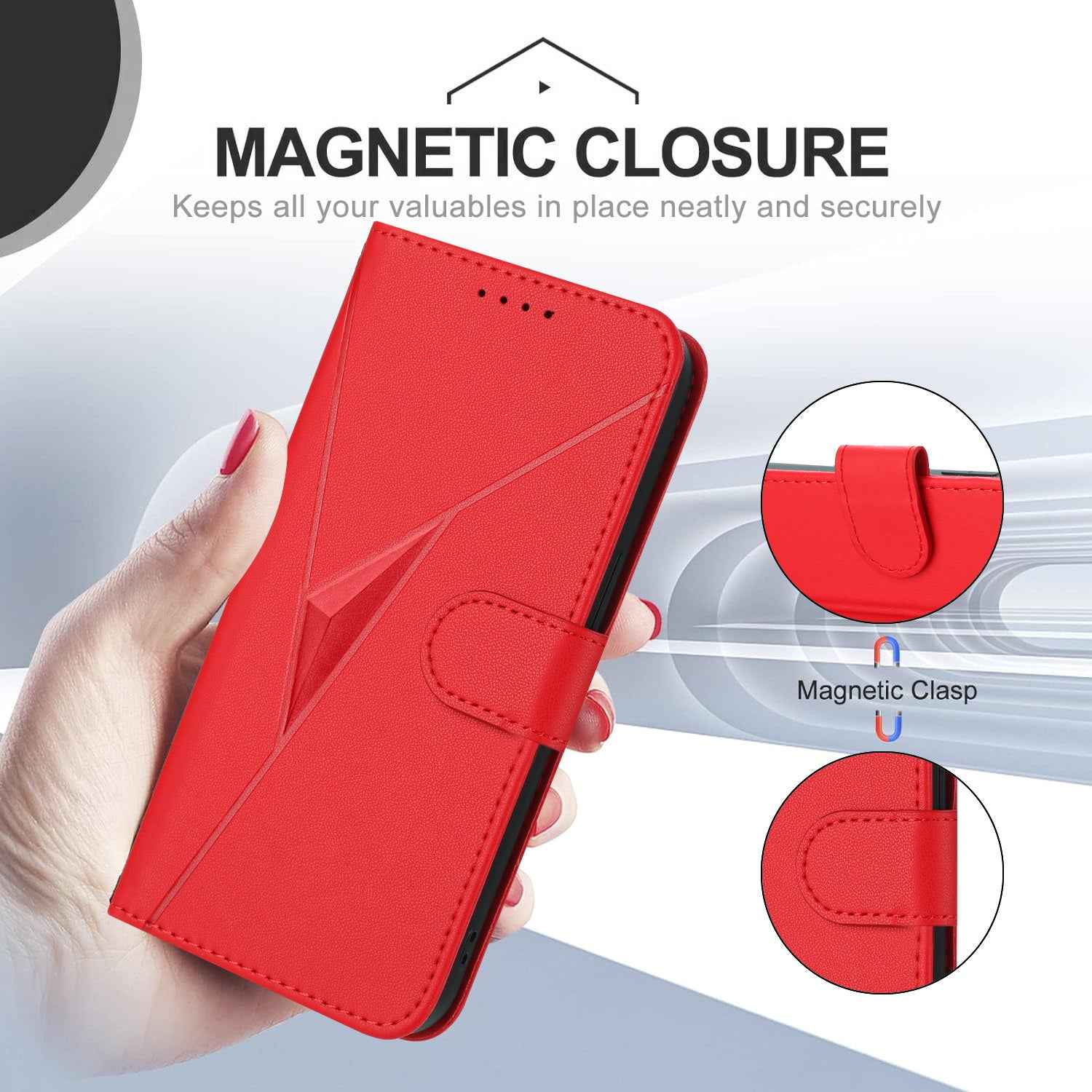 For Xiaomi 17 Pro Case Triangle Imprint Leather Phone Cover with Lanyard - Red