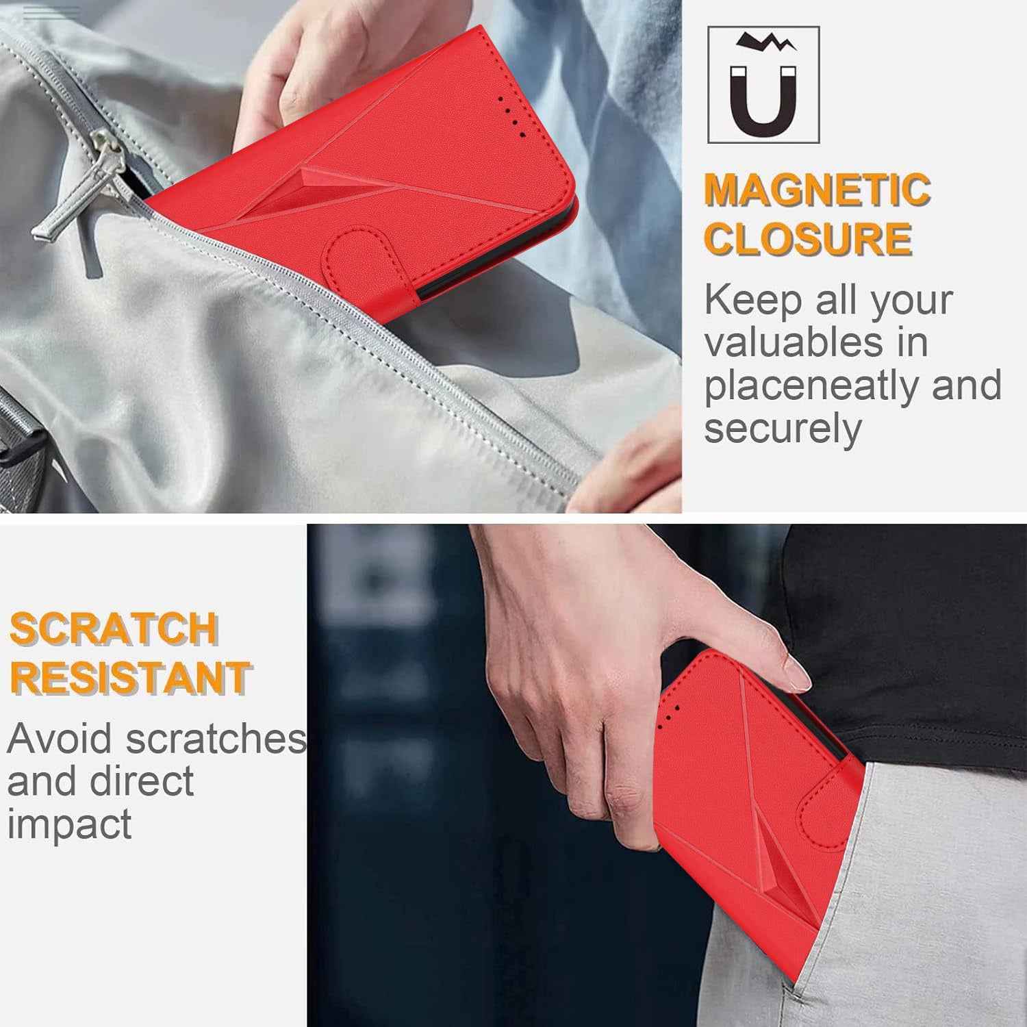 For Xiaomi 17 Pro Case Triangle Imprint Leather Phone Cover with Lanyard - Red