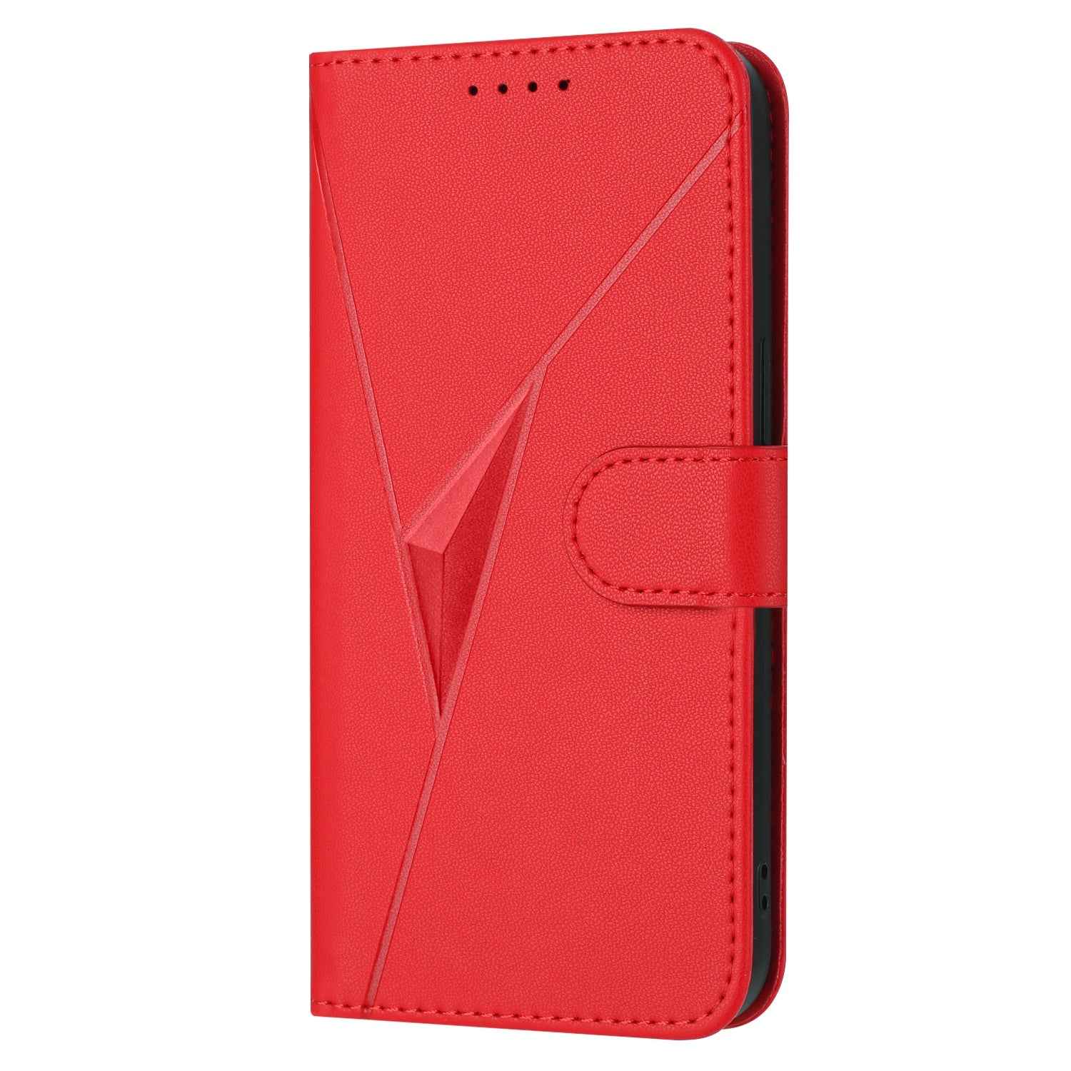 For Xiaomi 17 Pro Case Triangle Imprint Leather Phone Cover with Lanyard - Red