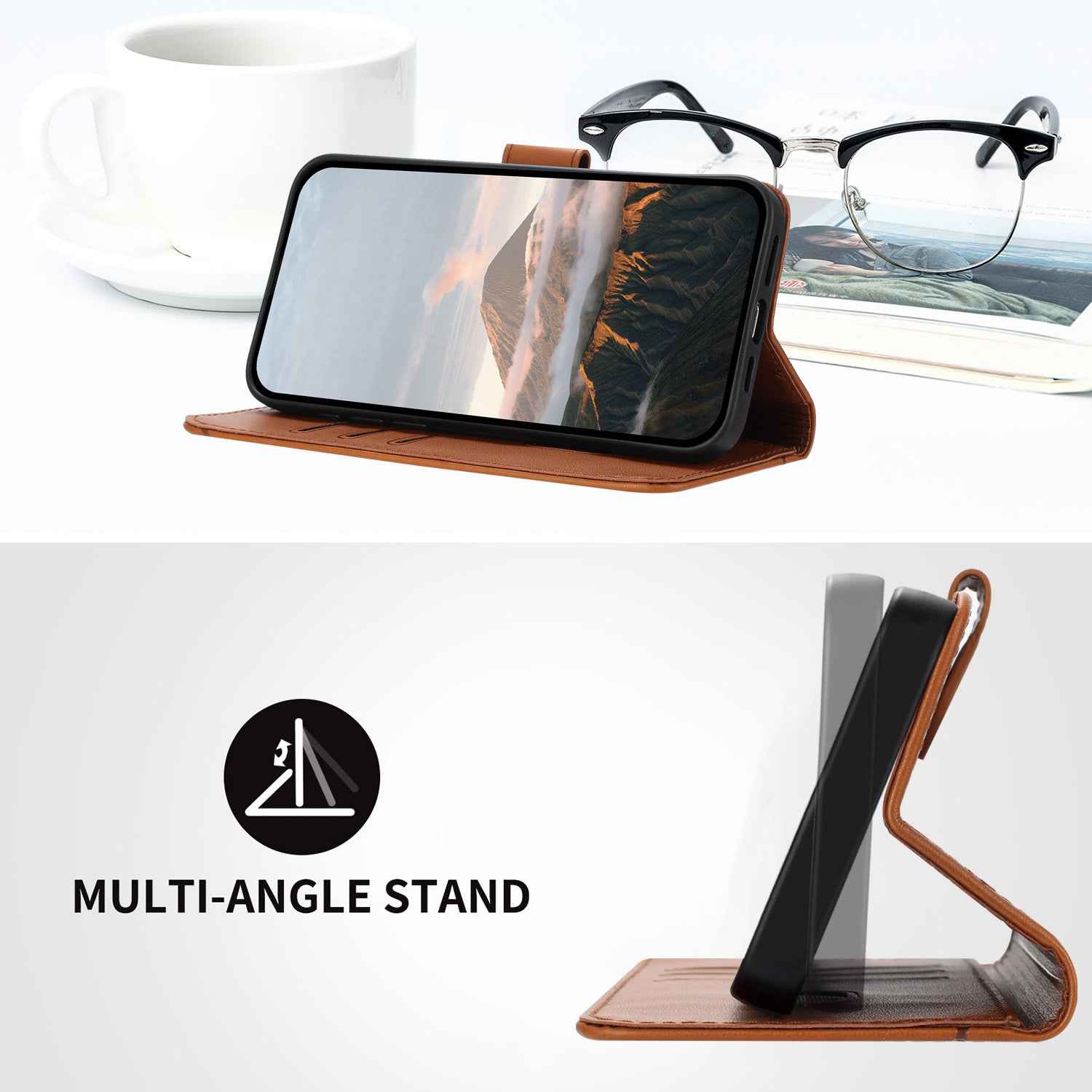 For Xiaomi 17 Pro Case Triangle Imprint Leather Phone Cover with Lanyard - Coffee