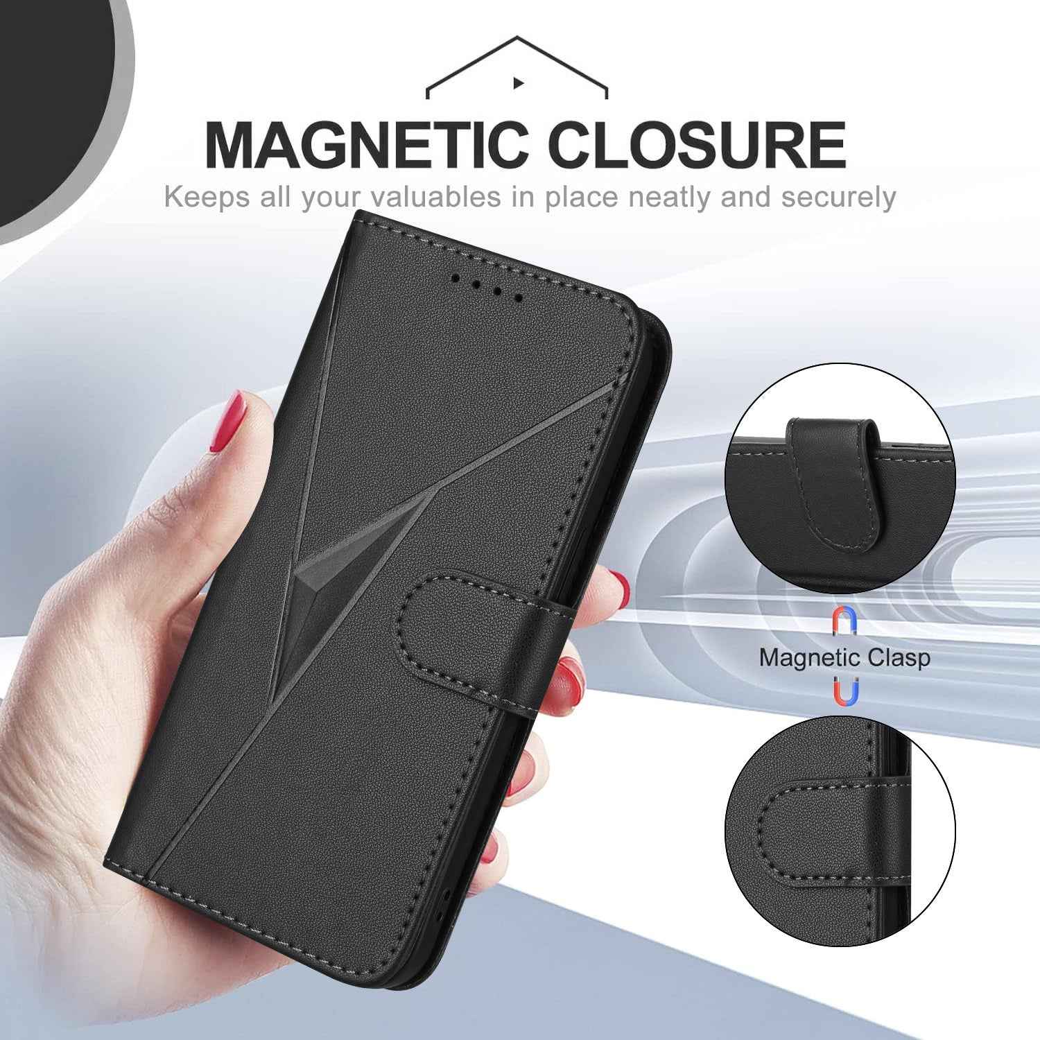 For Xiaomi 17 Pro Case Triangle Imprint Leather Phone Cover with Lanyard - Black