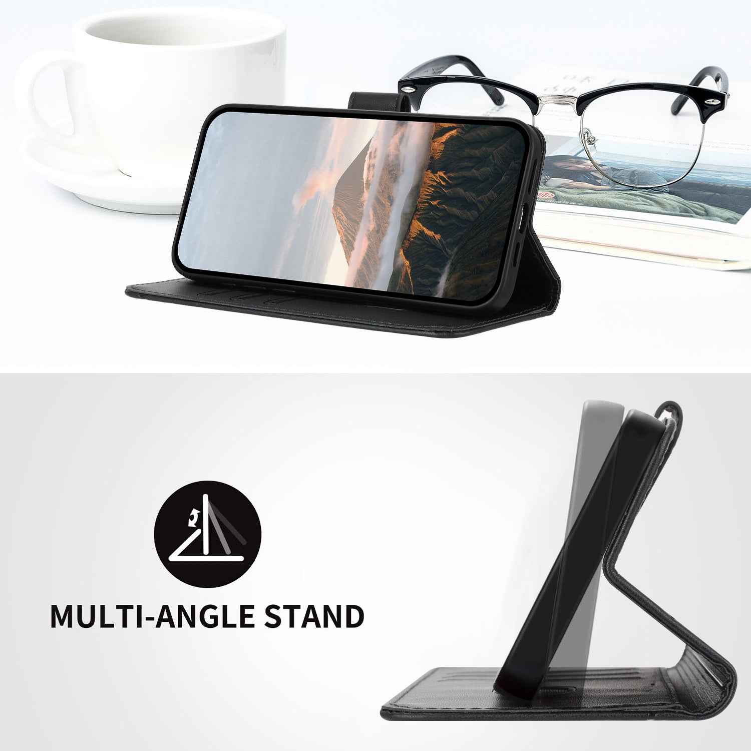 For Xiaomi 17 Pro Case Triangle Imprint Leather Phone Cover with Lanyard - Black