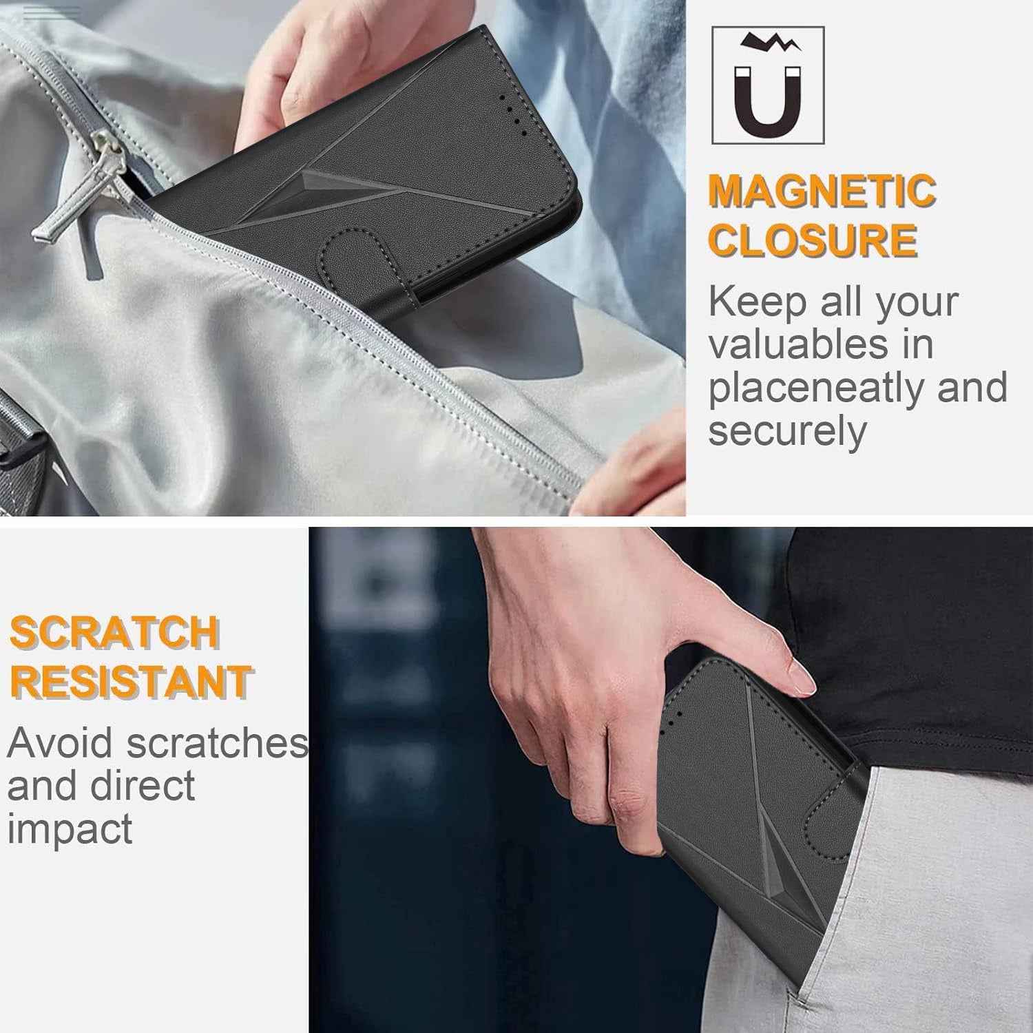 For Xiaomi 17 Pro Case Triangle Imprint Leather Phone Cover with Lanyard - Black