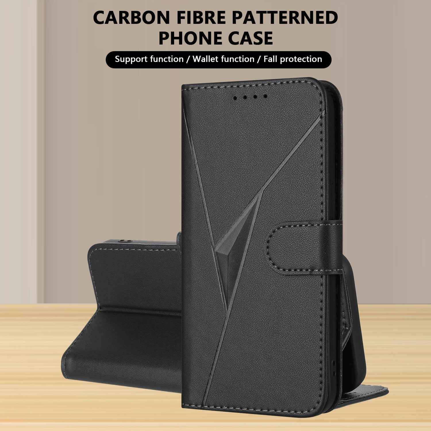 For Xiaomi 17 Pro Case Triangle Imprint Leather Phone Cover with Lanyard - Black