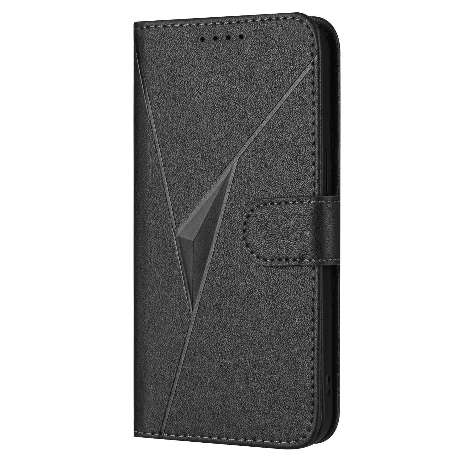 For Xiaomi 17 Pro Case Triangle Imprint Leather Phone Cover with Lanyard - Black
