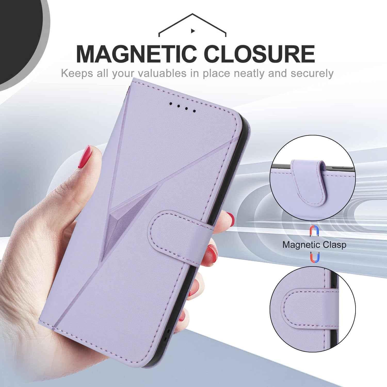 For Xiaomi 17 Pro Case Triangle Imprint Leather Phone Cover with Lanyard - Light Purple