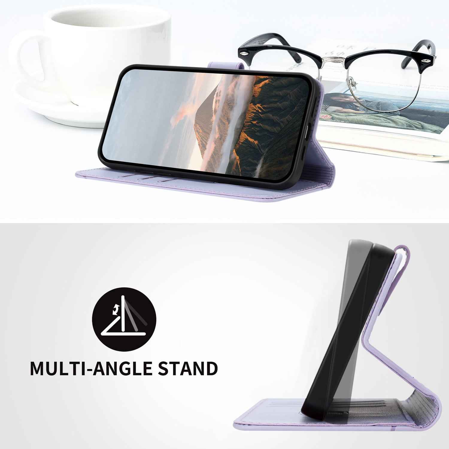 For Xiaomi 17 Pro Case Triangle Imprint Leather Phone Cover with Lanyard - Light Purple