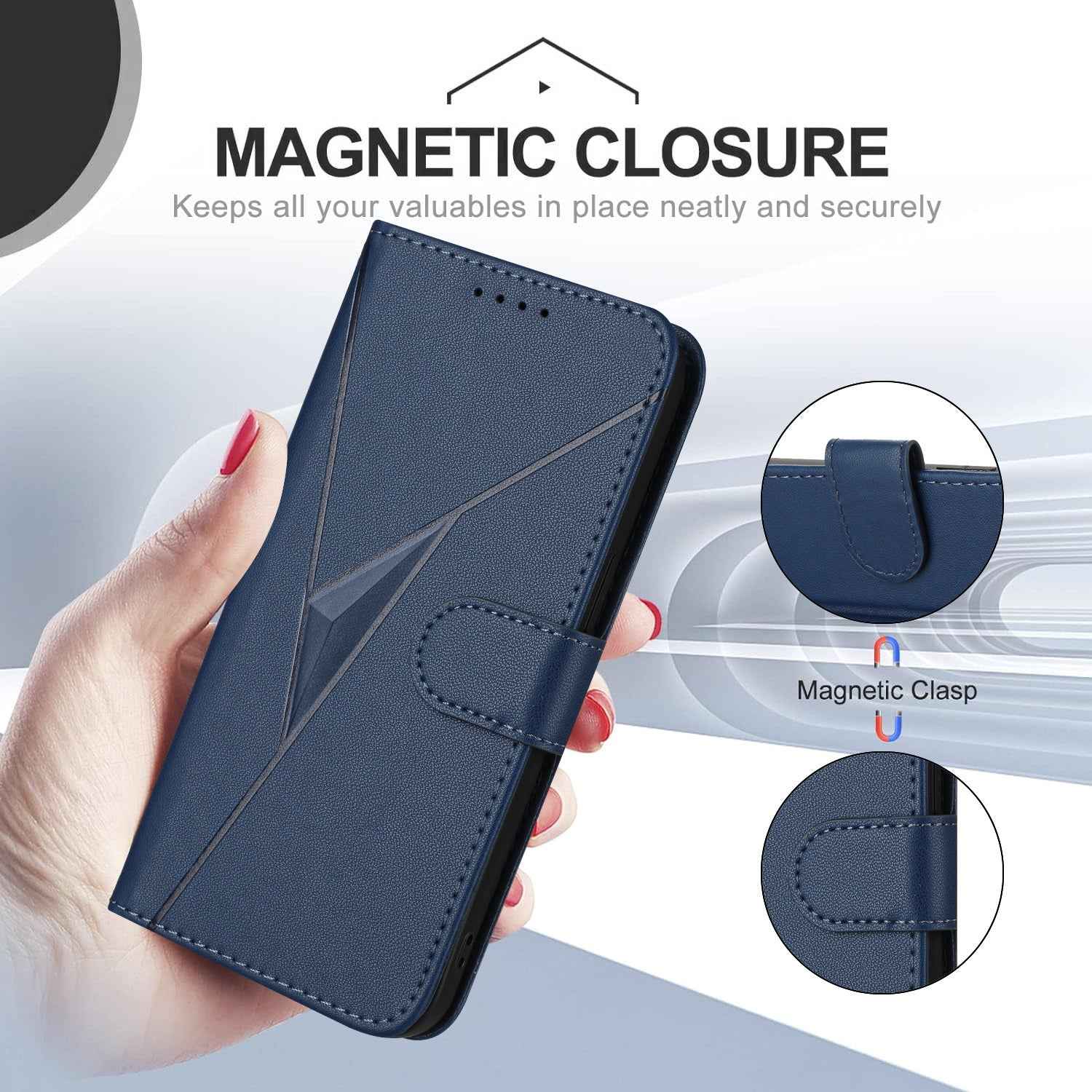 For Xiaomi 17 Pro Case Triangle Imprint Leather Phone Cover with Lanyard - Royal Blue