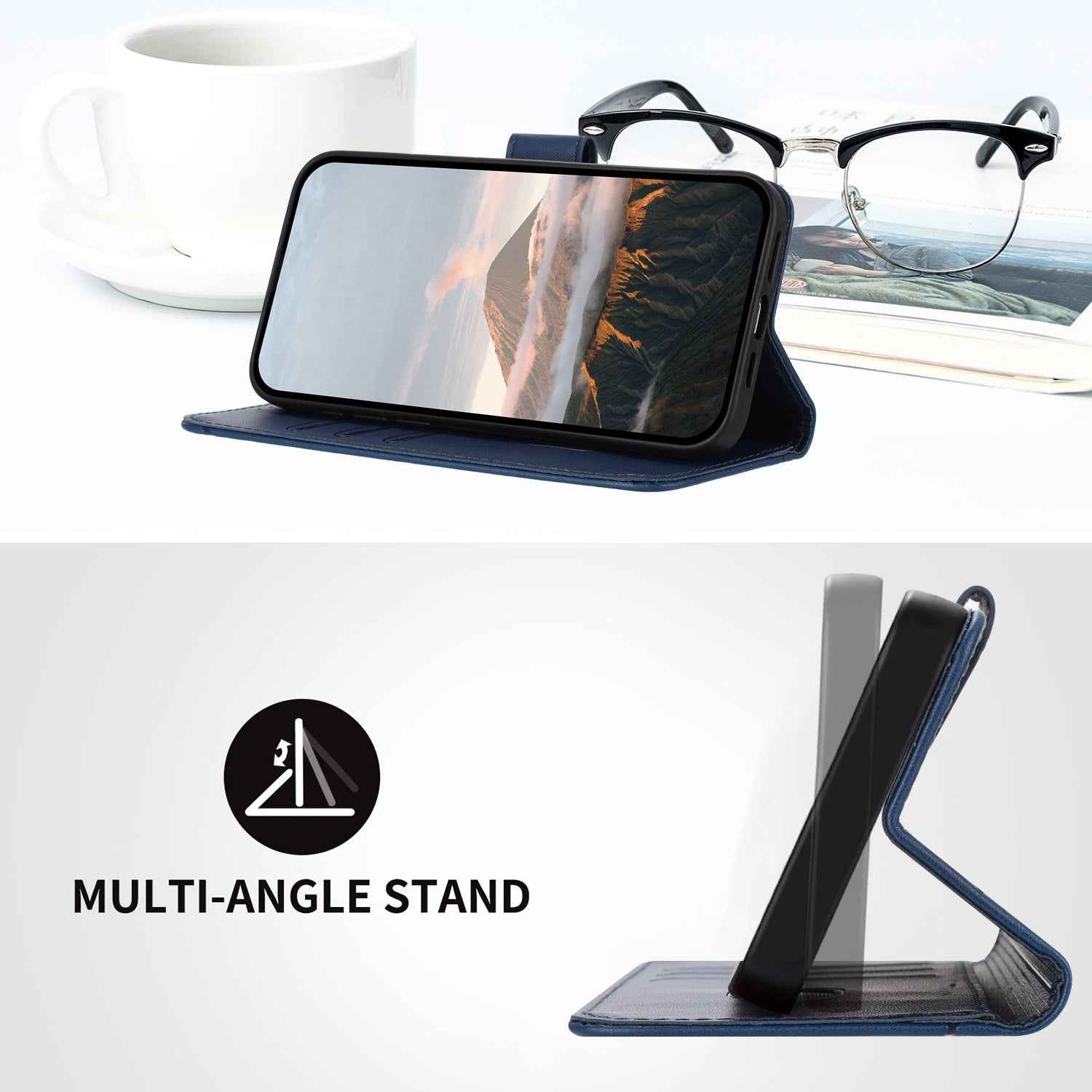 For Xiaomi 17 Pro Case Triangle Imprint Leather Phone Cover with Lanyard - Royal Blue
