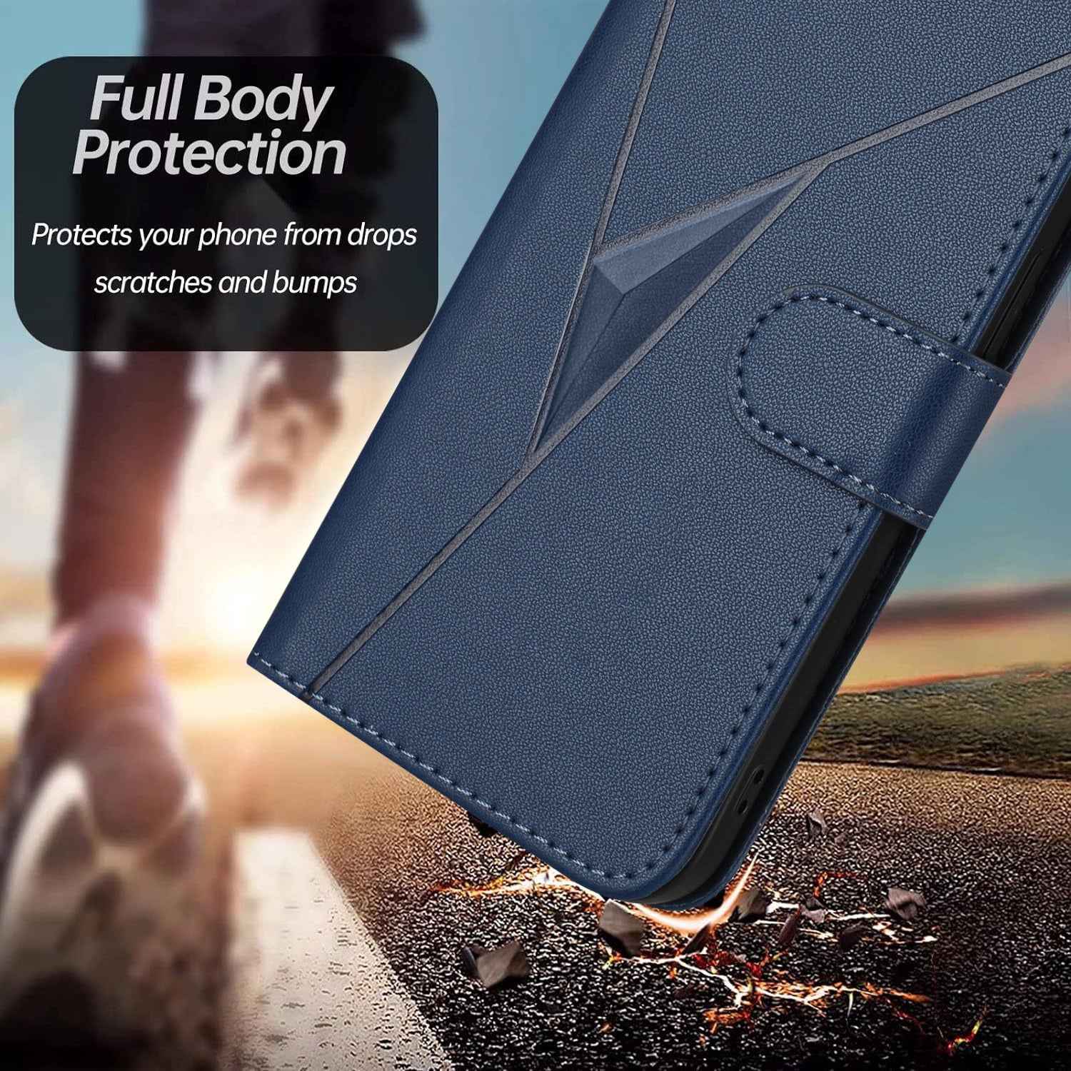 For Xiaomi 17 Pro Case Triangle Imprint Leather Phone Cover with Lanyard - Royal Blue