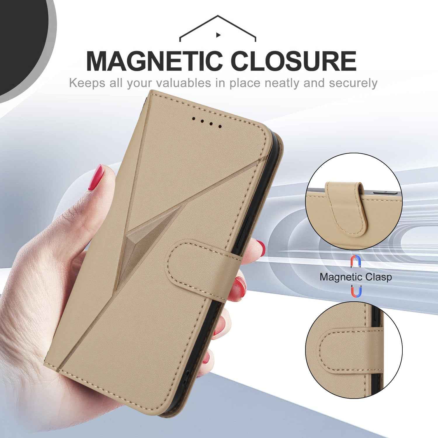 For Xiaomi 17 Pro Case Triangle Imprint Leather Phone Cover with Lanyard - Golden